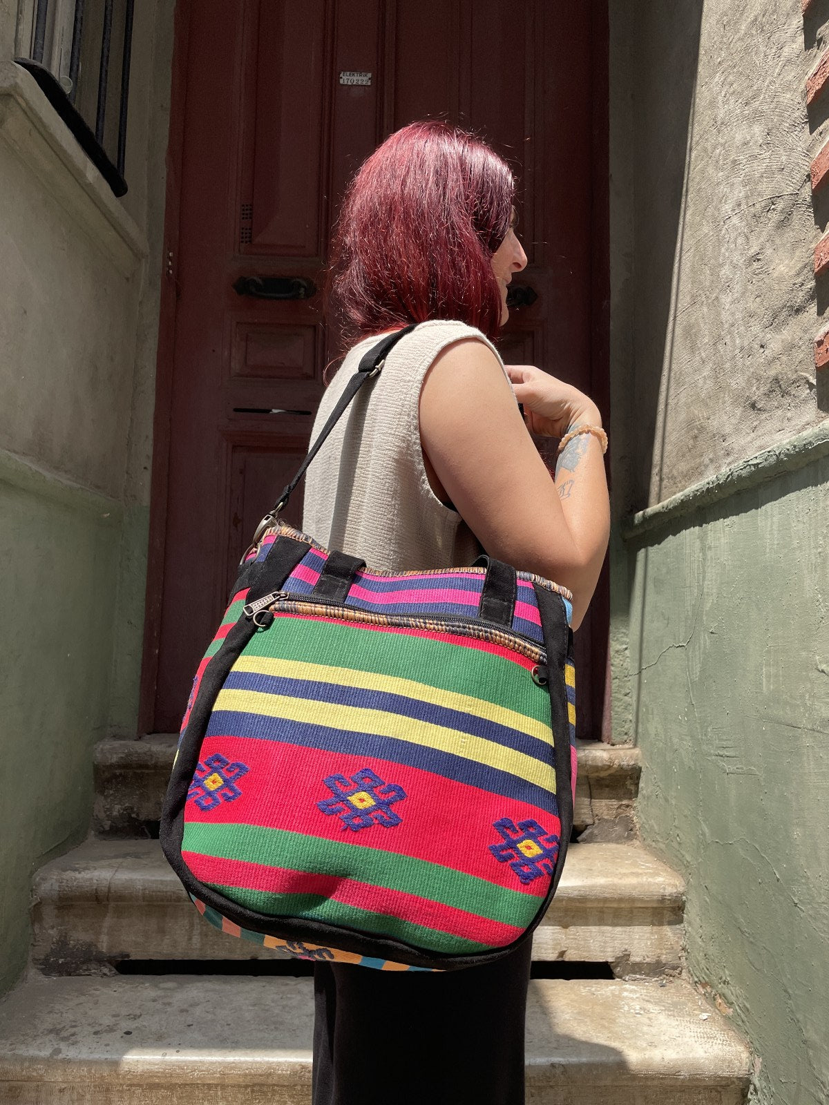 Bohem Laptop Sarı Pembe Omuz Çantası