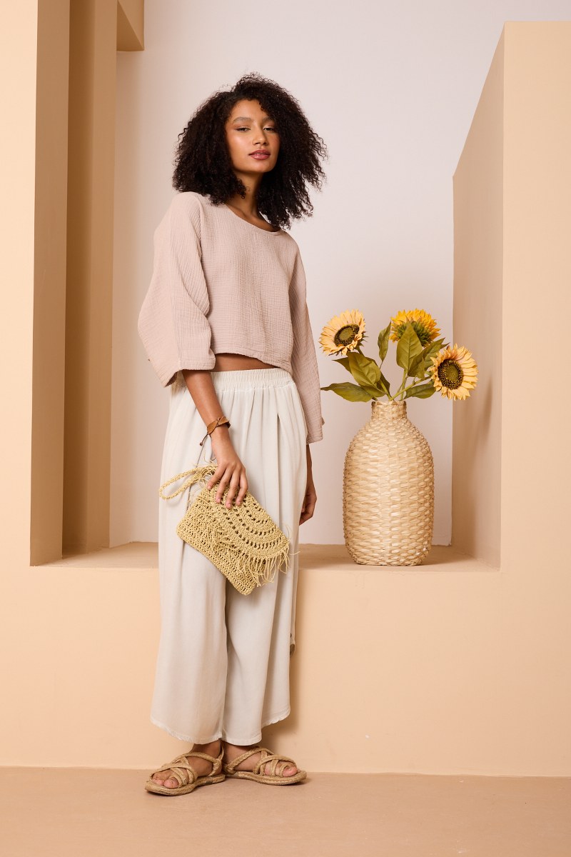 Bohem Müslin Bluz – Yazlık Oversize Crop Model