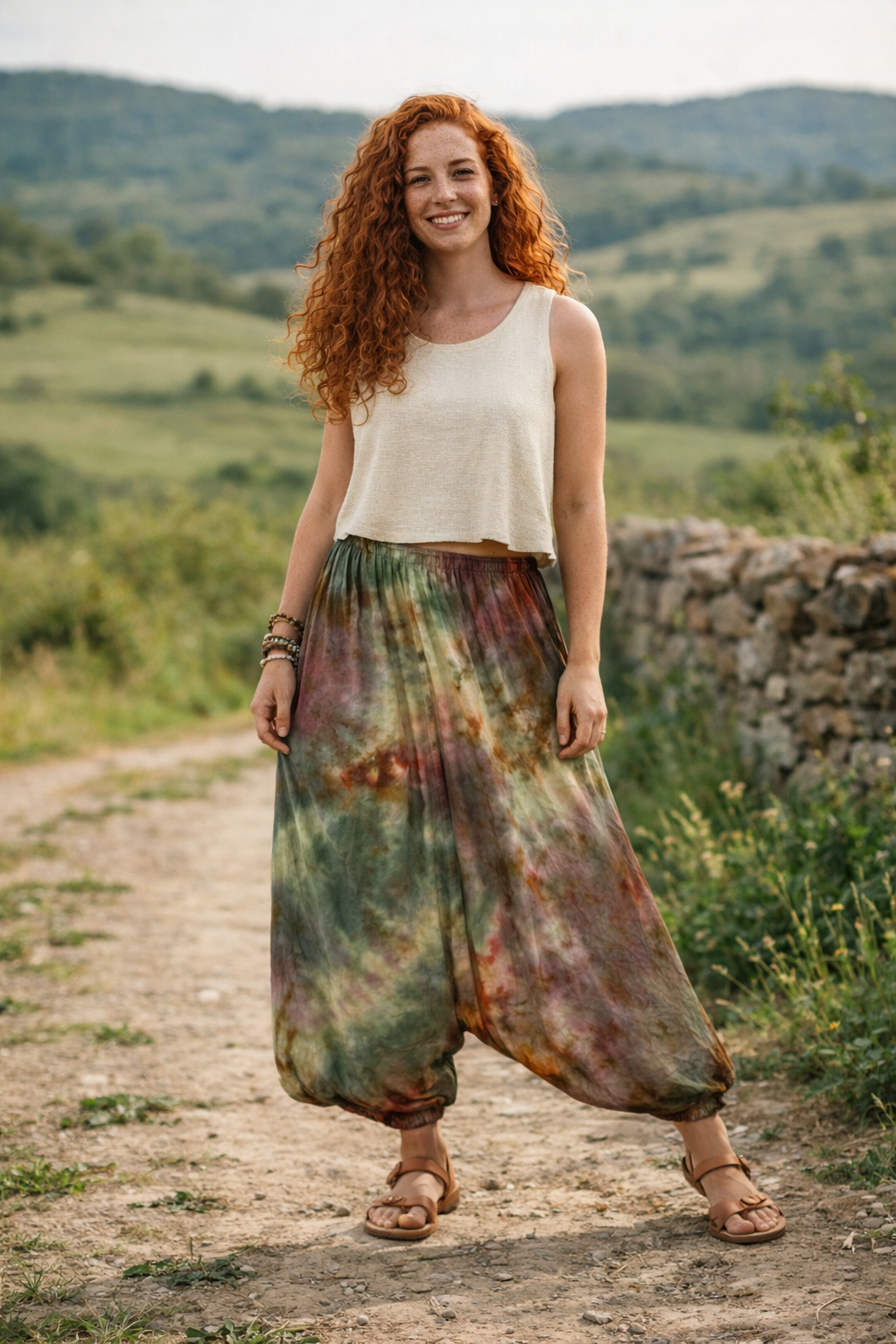 Elara | Batik Desenli %100 Pamuk Kadın Bohem Şalvar Pantolon