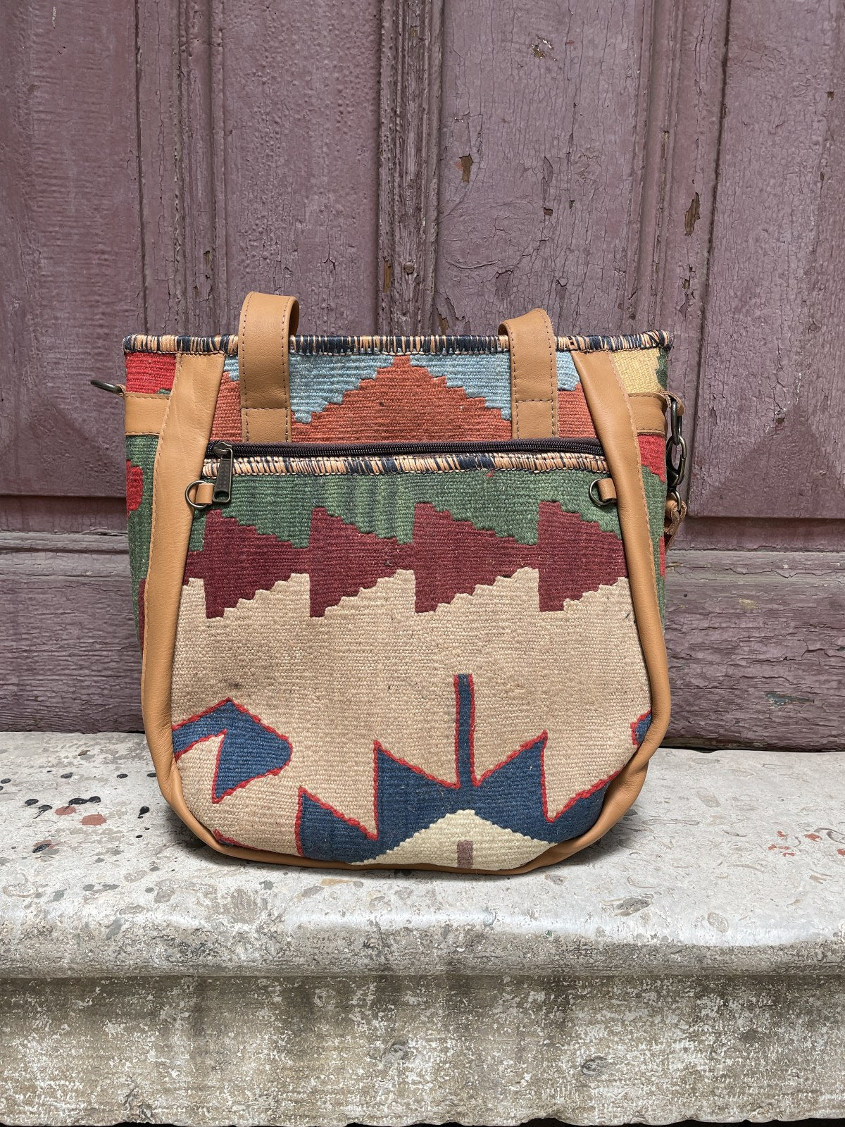 Bohem Laptop Kilim Kahve Yeşil Omuz Çantası