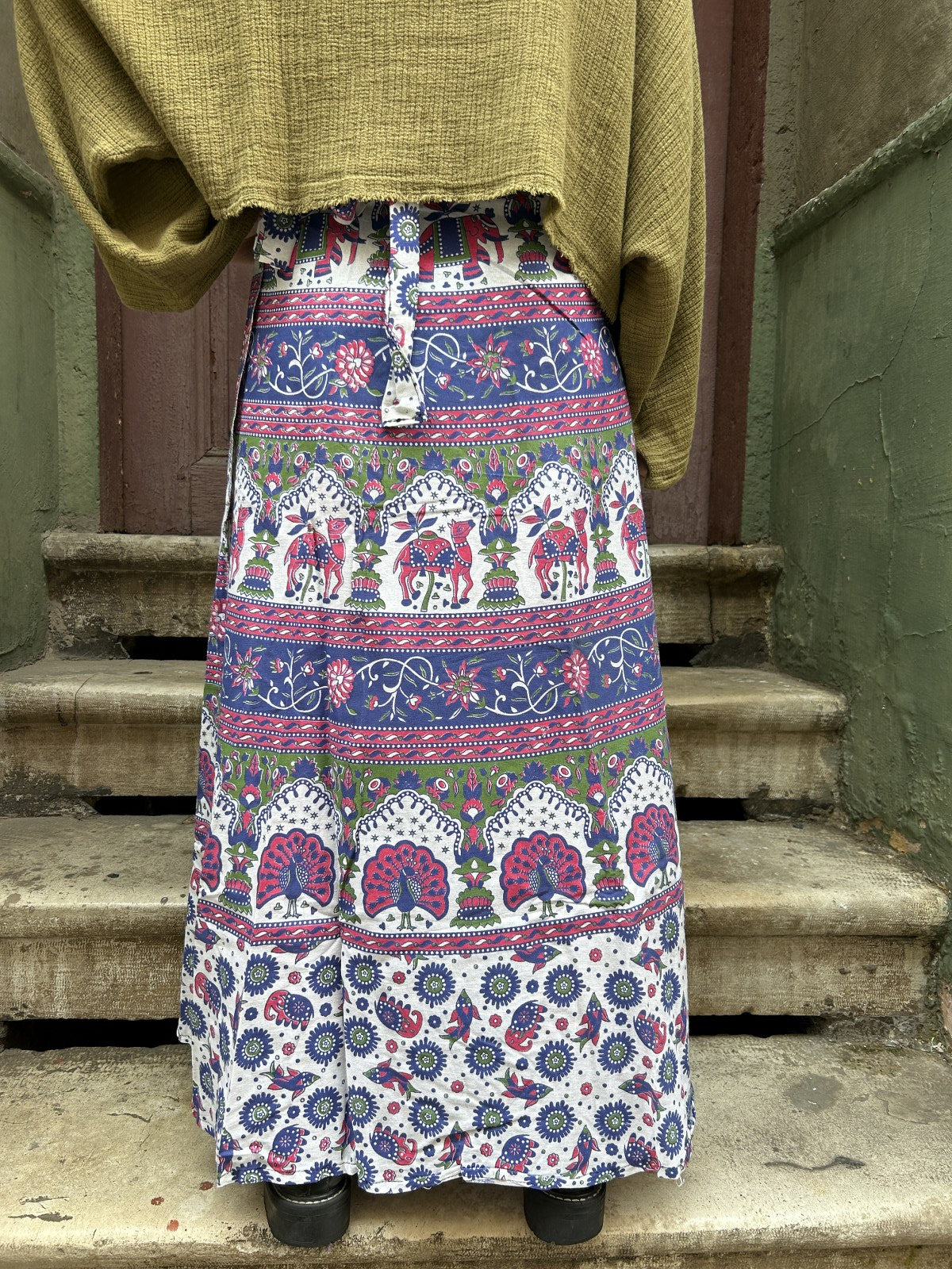 Bohem Bol Mor Hayvan Desenli Etek