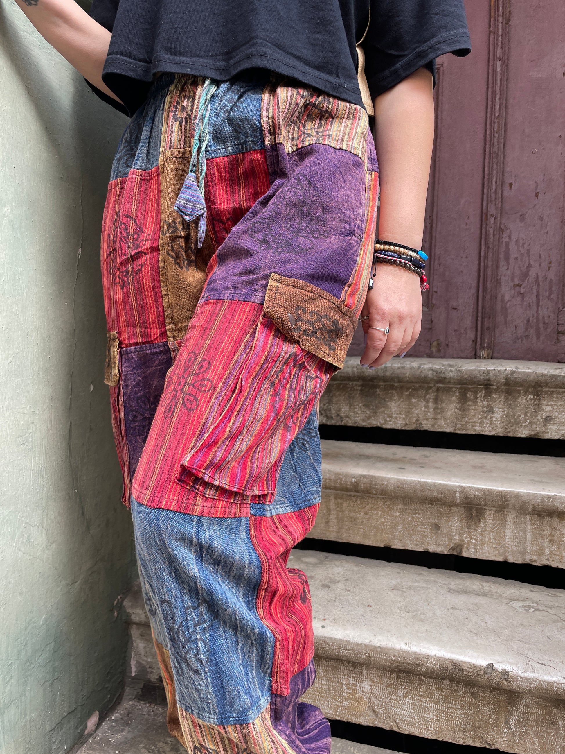 Unisex Bohem Nepal Patchwork Pantolon