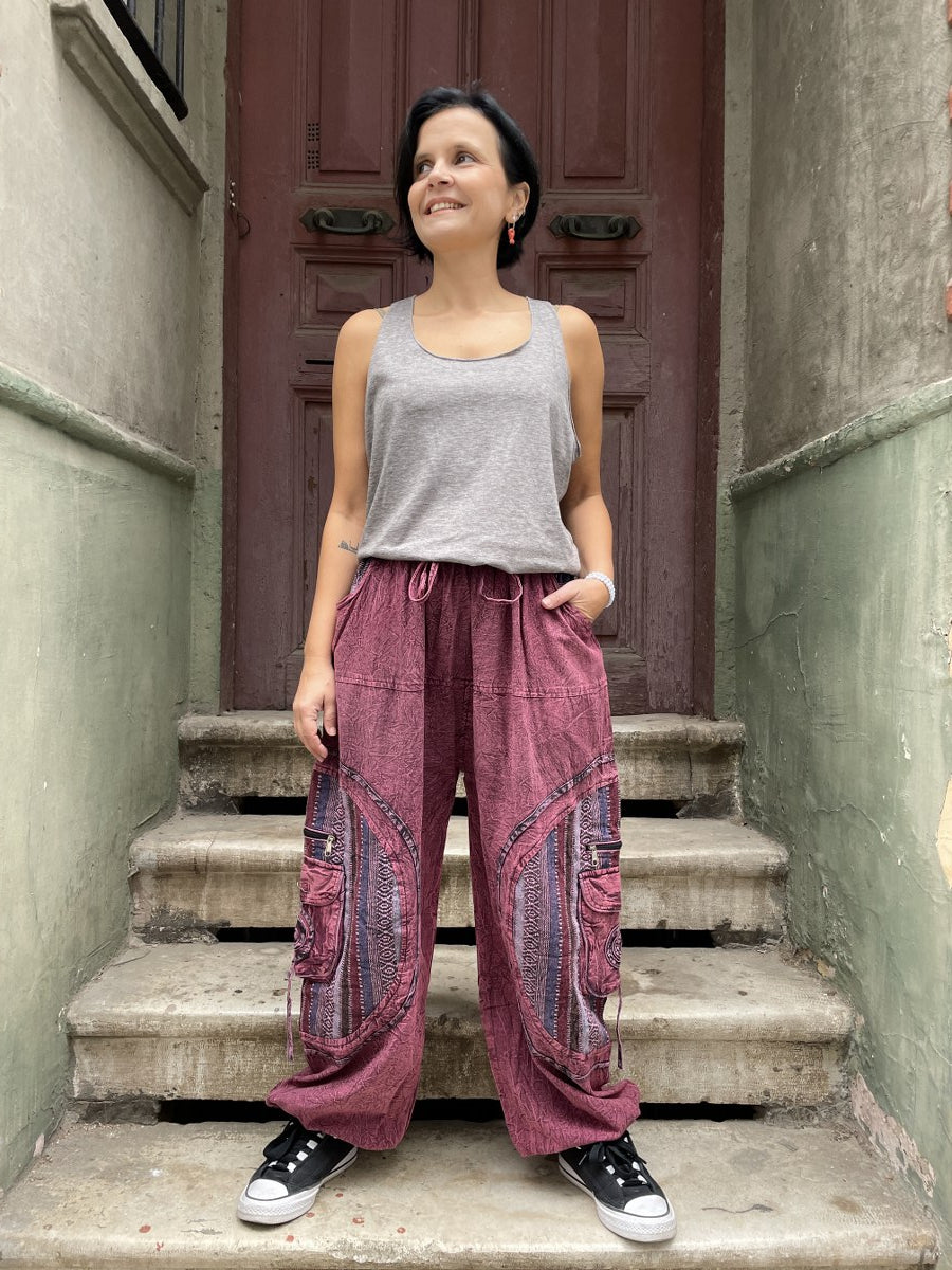Kadın Nepal Taşlanmış Pantolon – Cepli, Rahat ve Bohem Tarz