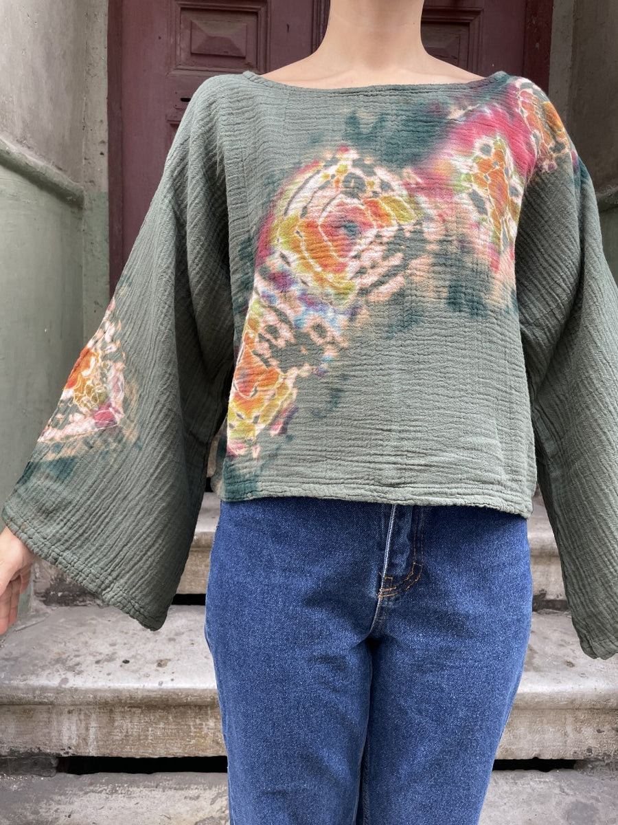 Batik Müslin Bluz – “Gaia” | El Boyaması,  Bohem Tasarım