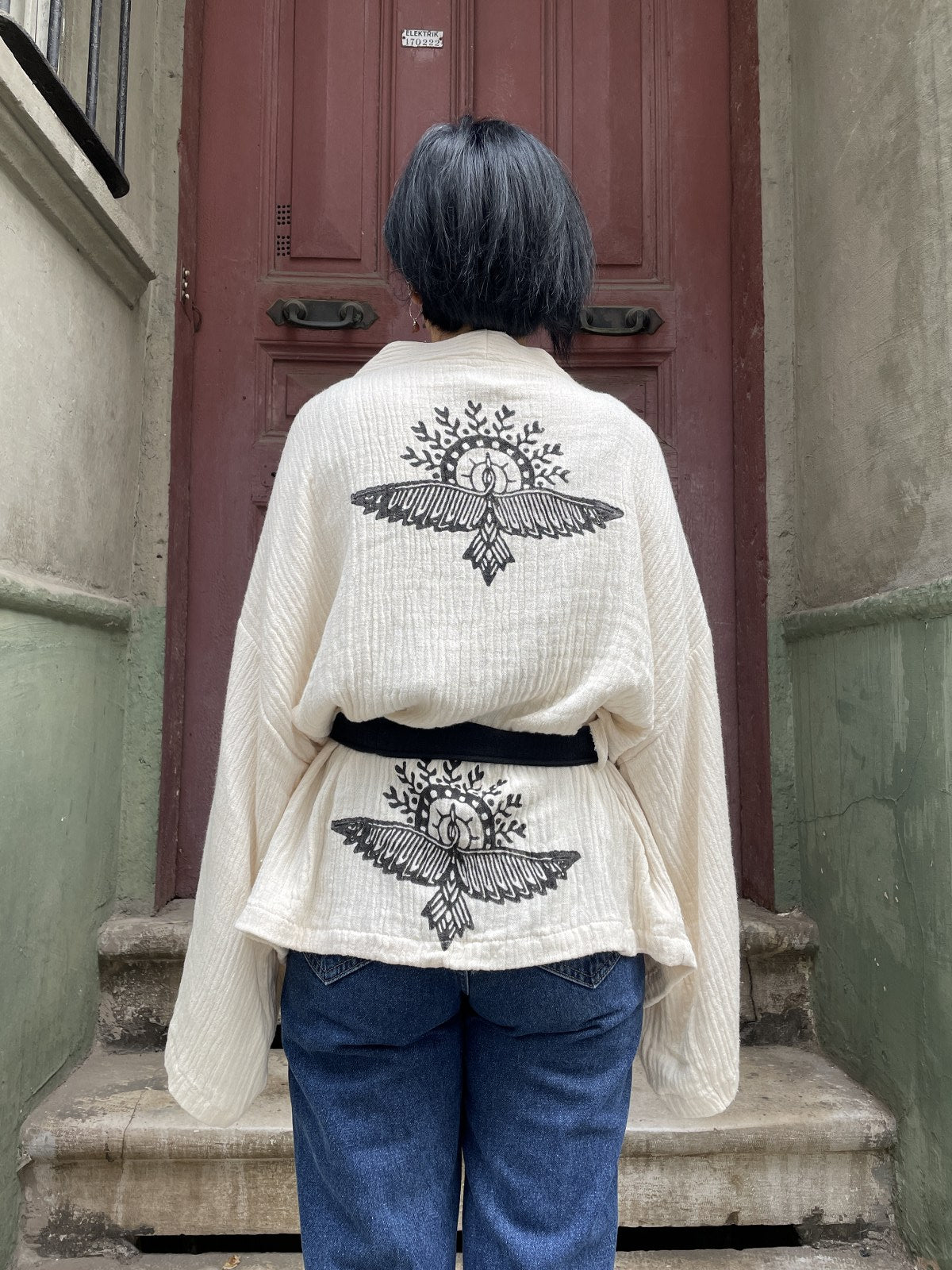 Anka Kuşu Bohem Kadın Yoga Doğal Kumaş Kimono