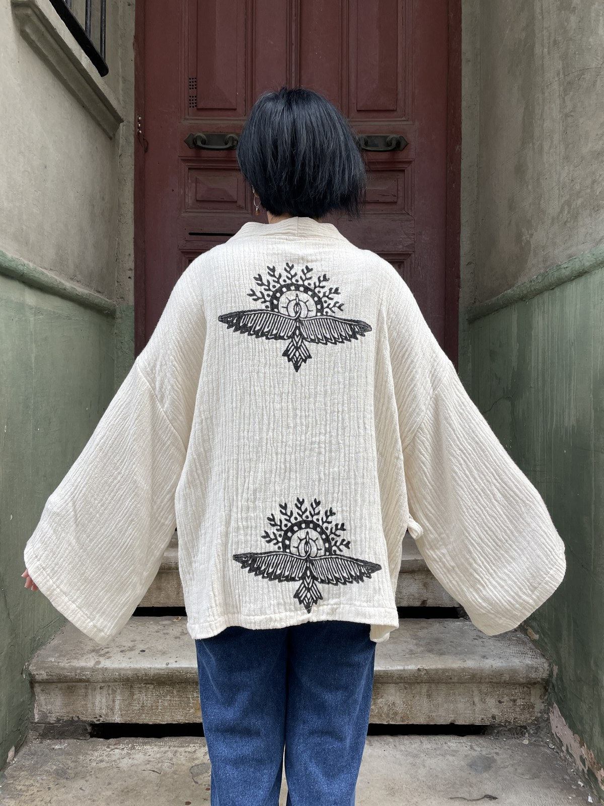 Anka Kuşu Bohem Kadın Yoga Doğal Kumaş Kimono