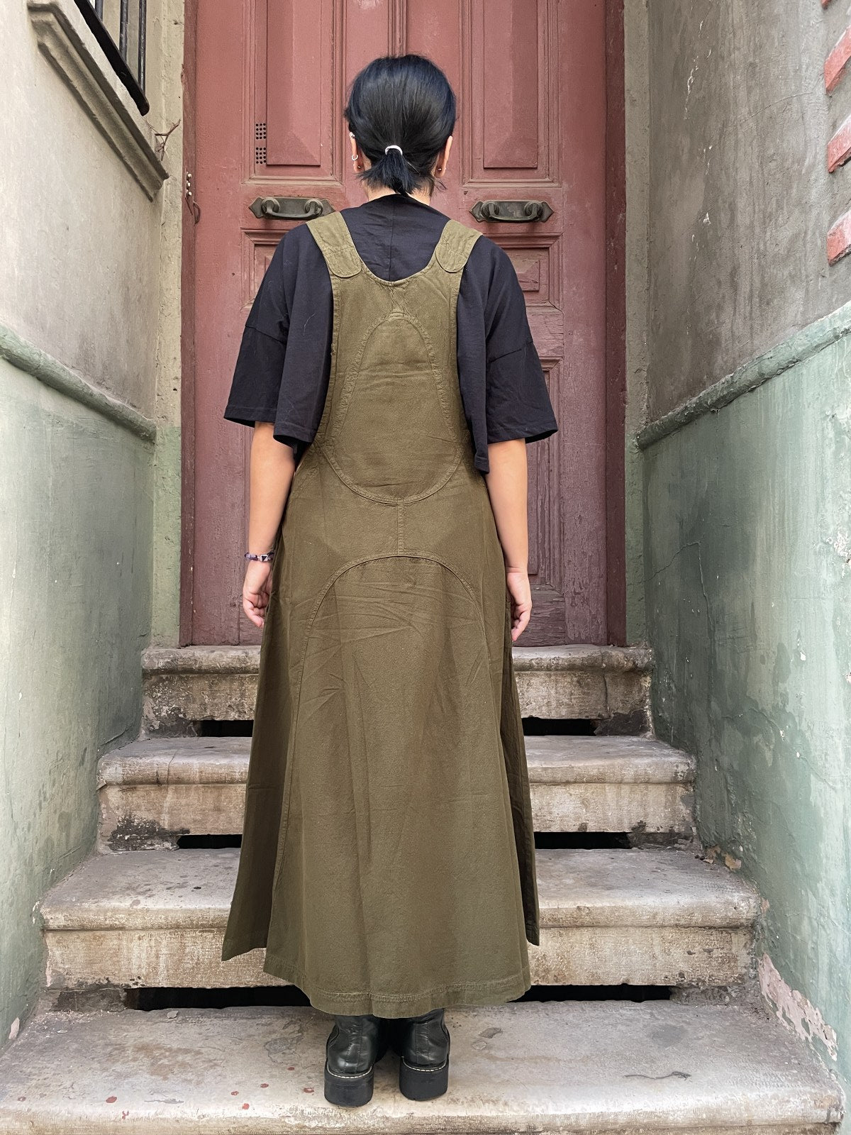 Unisex Yeşil Nepal Salopet Elbise - %100 Pamuk, Rahat ve Bohem Stil