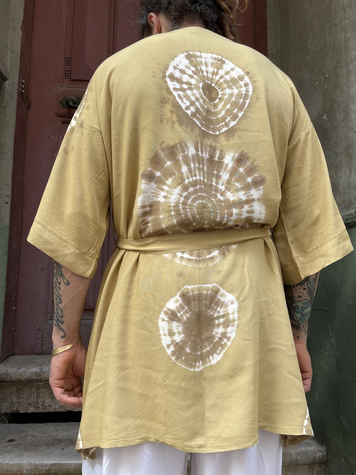 Bohem Yeşil Batik Tasarım Erkek Kimono Ceket