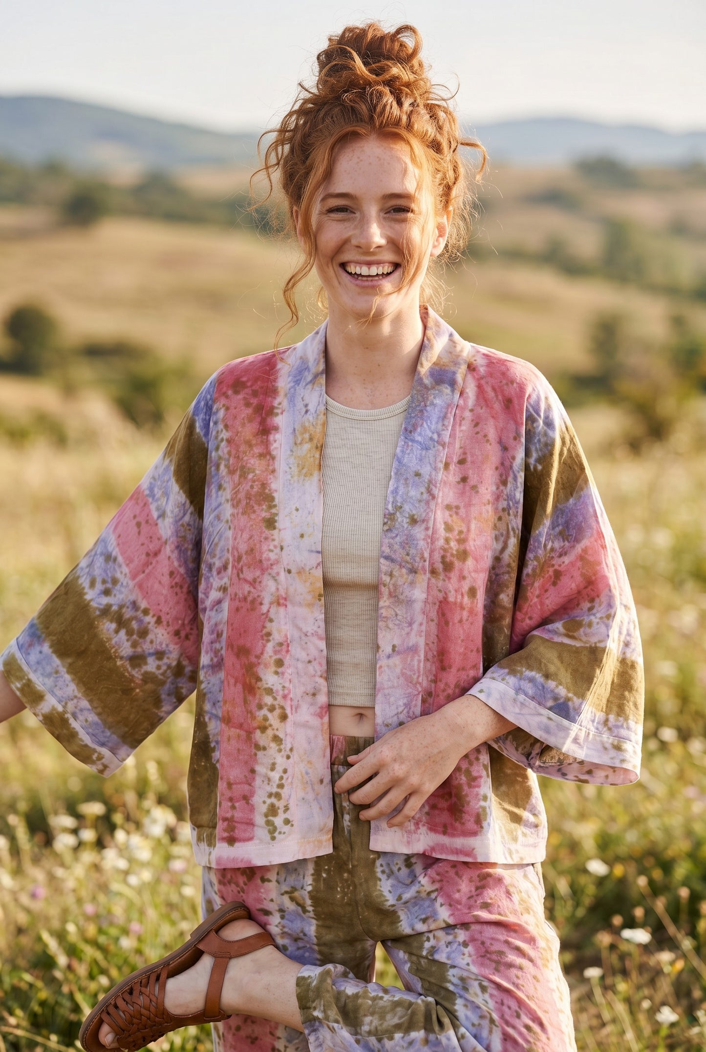 Rosalia Bohem Batik Kimono – El Boyama Desenli Salaş Kesim Kadın Kimono