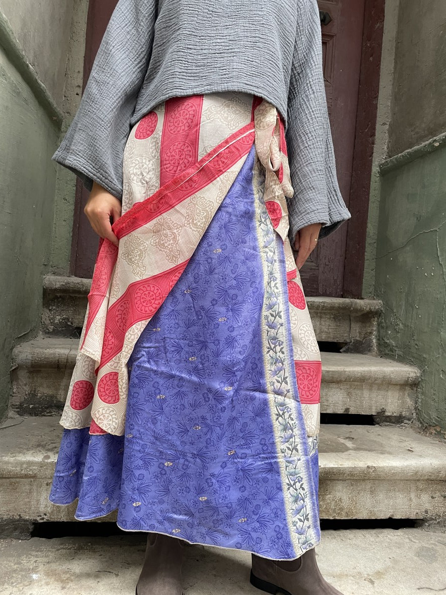 cift_Tarafli_Nepal_ipek_Etek_Yuvarlak_Desenli_Pembe_Bej_Bohem_Tarz