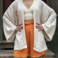 Güneş Desenli Turuncu Kadın Müslin Kimono Şort Takım