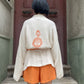 Güneş Desenli Turuncu Kadın Müslin Kimono Şort Takım