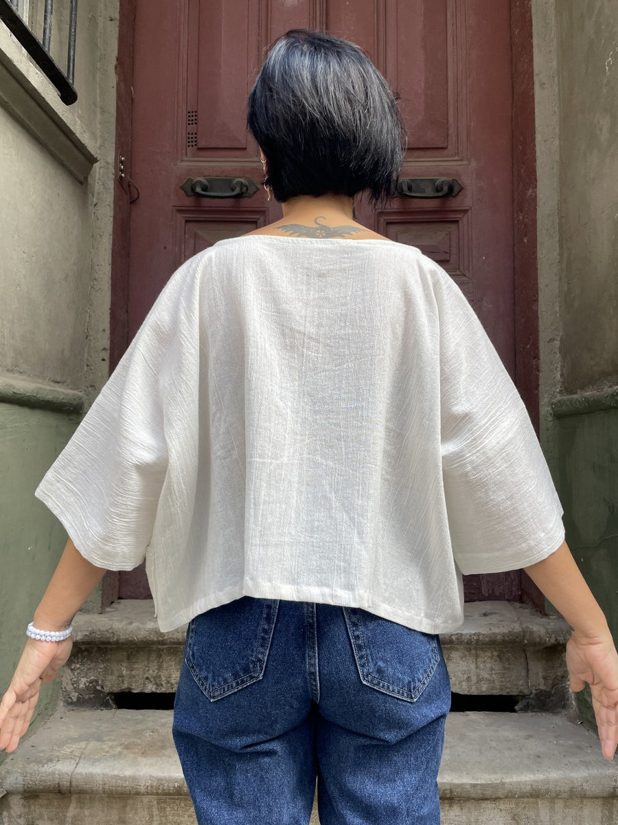 Bohemian Muslin Loose Collar Blouse