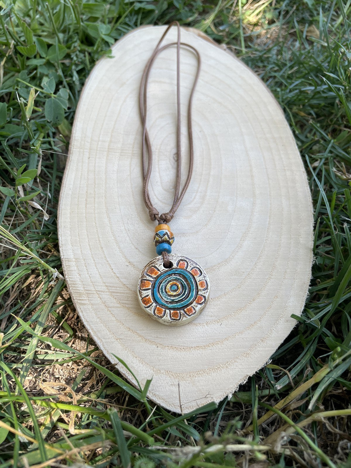 El Yapımı Aborjin Serisi Seramik Kolye