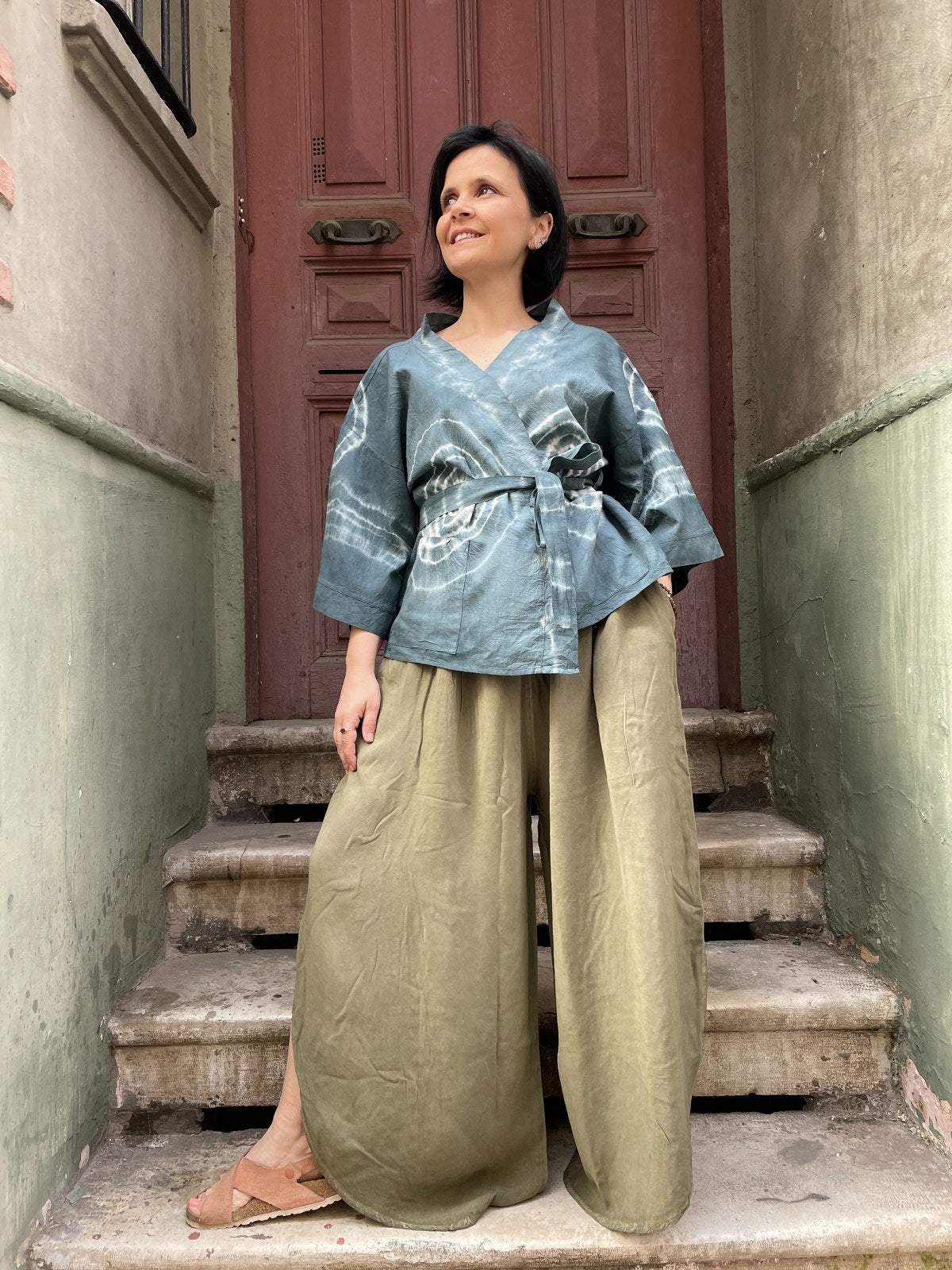 Bohem Antrasit Batik Kadın Kimono