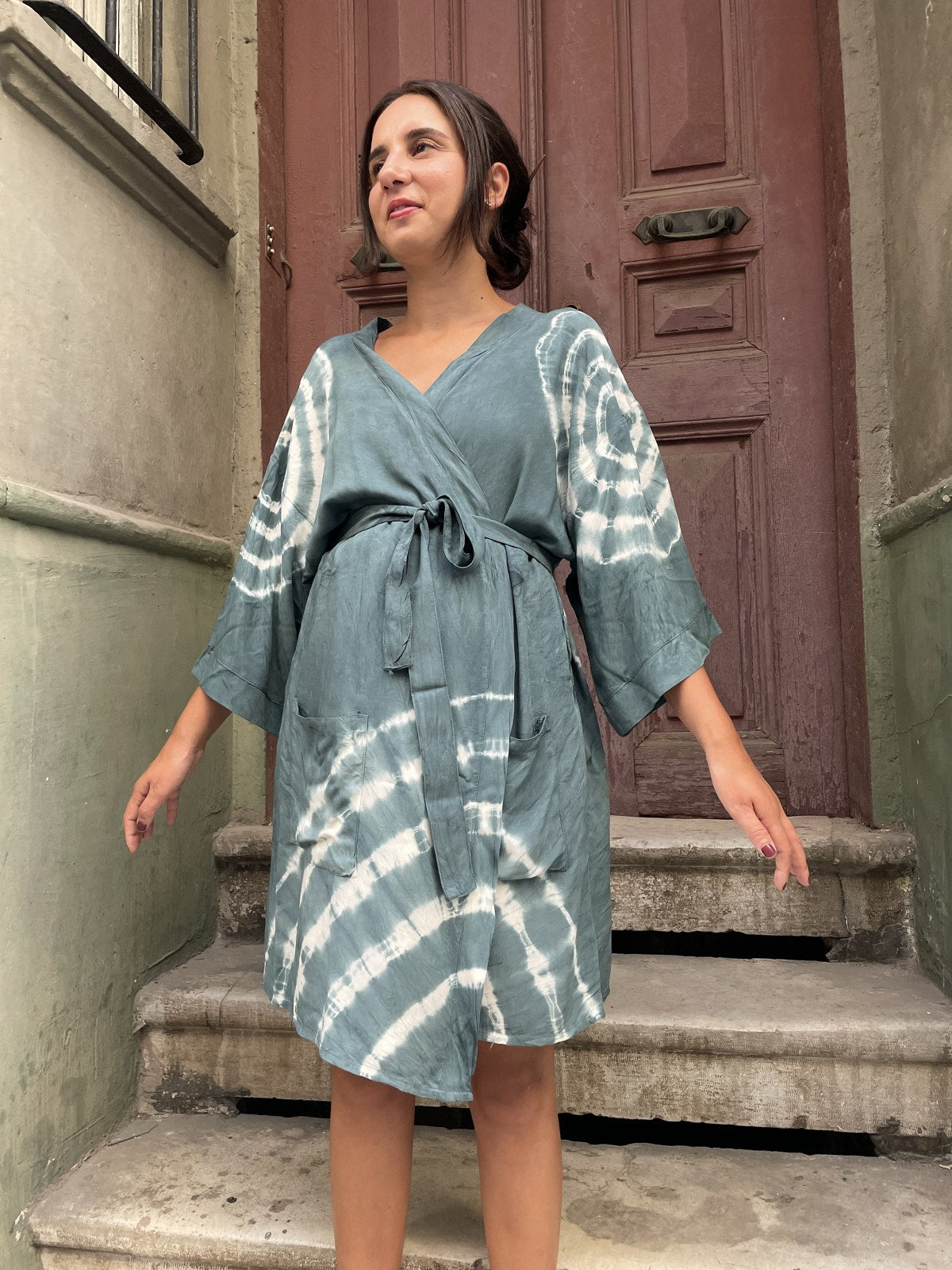 Aqua Batik Kimono – El Yapımı %100 Viskon