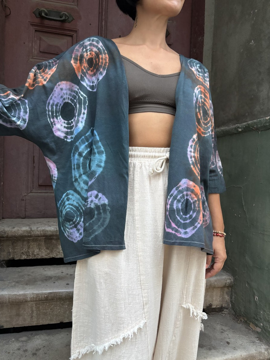 Tasarım Batik Desenli Çok Yönlü Bluz & Hırka