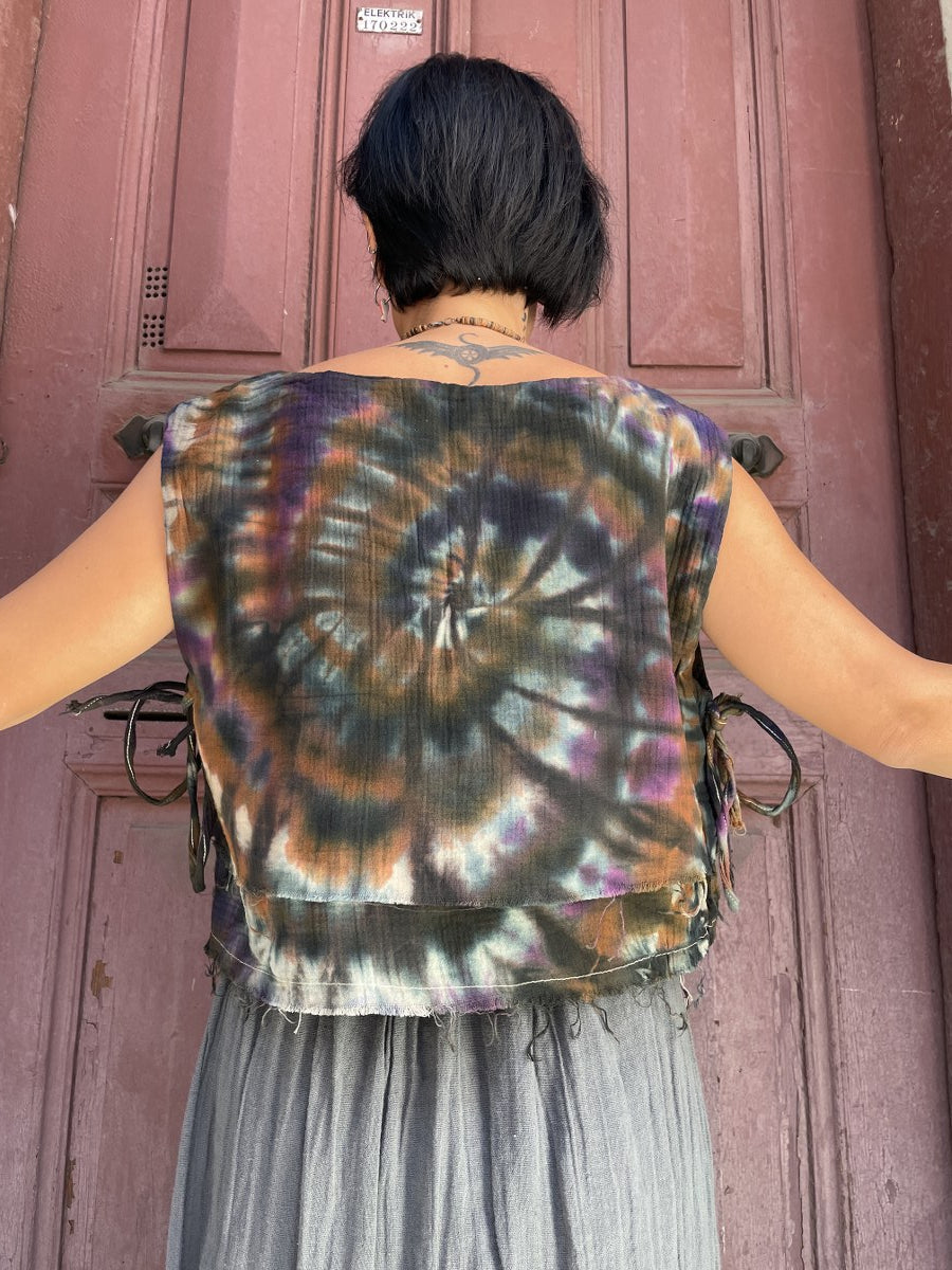 Bohem Spiral Batik Desenli Müslin Bluz – %100 Müslin