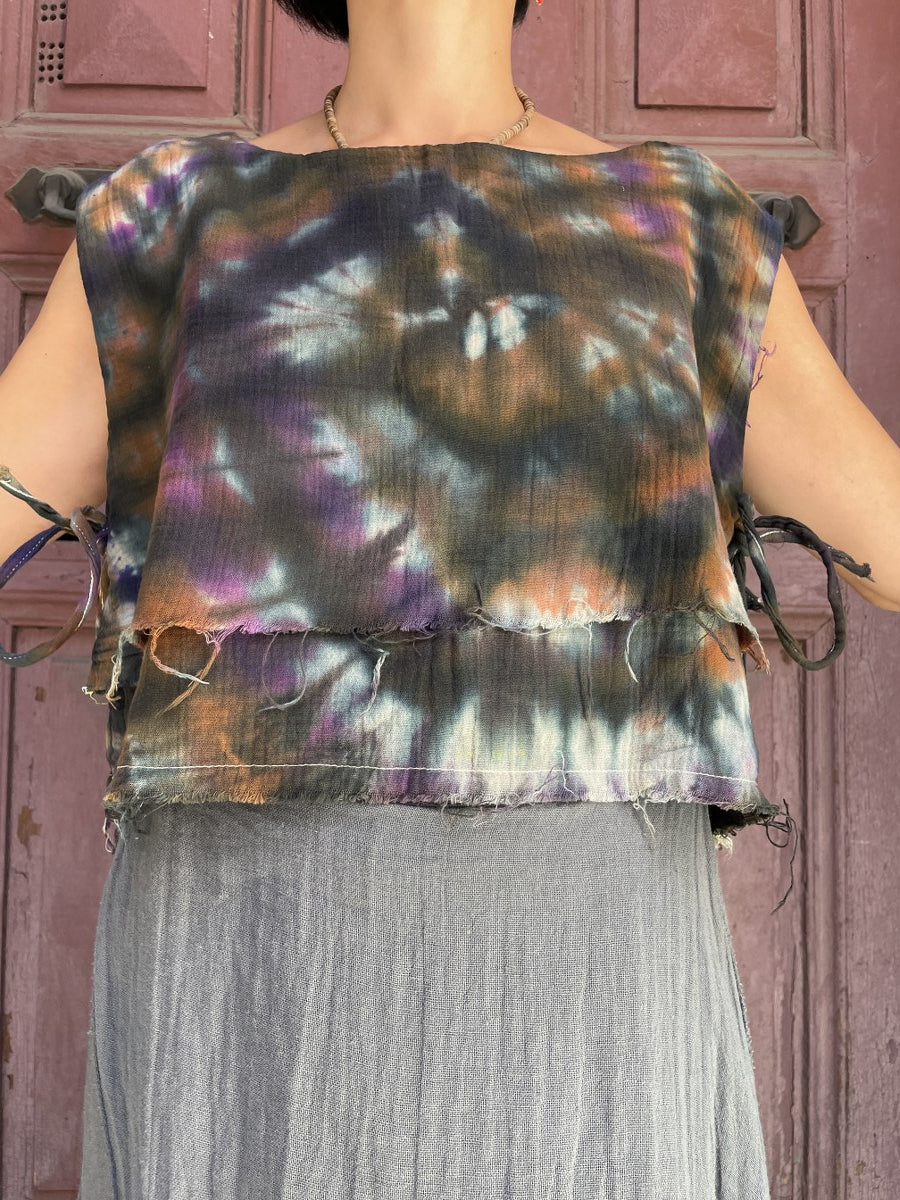 Bohem Spiral Batik Desenli Müslin Bluz – %100 Müslin