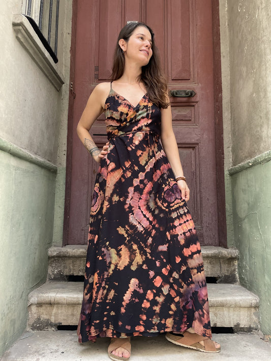 Bohem El Yapımı Yazık Batik Elbise – Doğal Kumaş