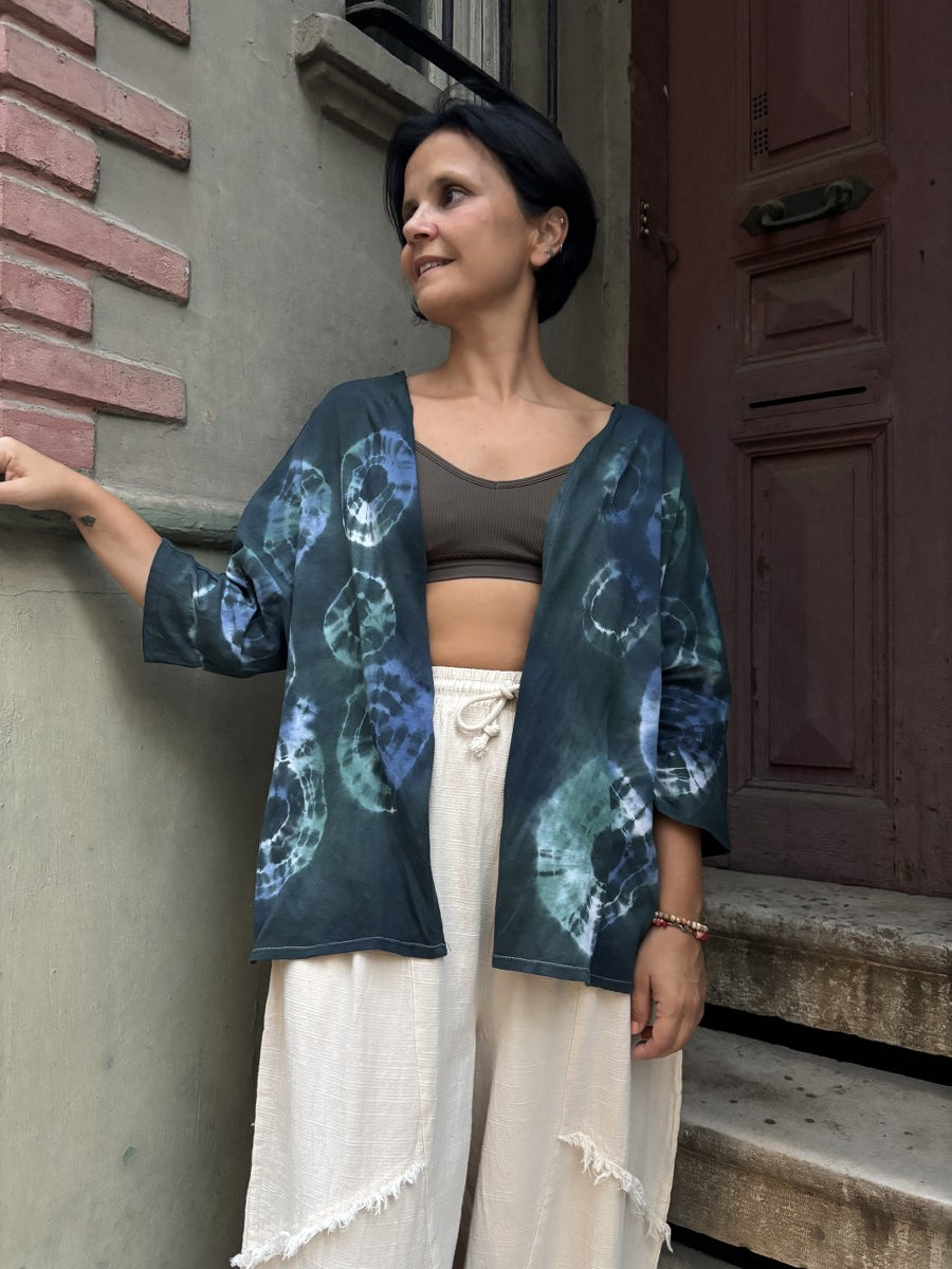 Tasarım Batik Desenli Çok Yönlü Bluz & Hırka