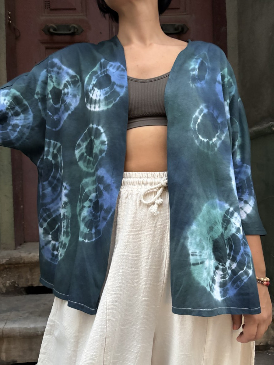Tasarım Batik Desenli Çok Yönlü Bluz & Hırka
