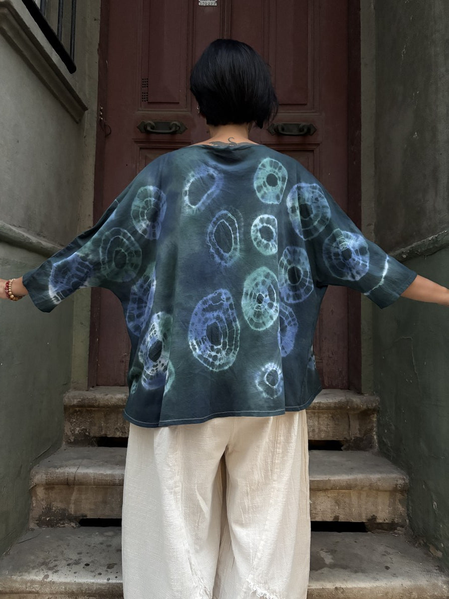 Tasarım Batik Desenli Çok Yönlü Bluz & Hırka