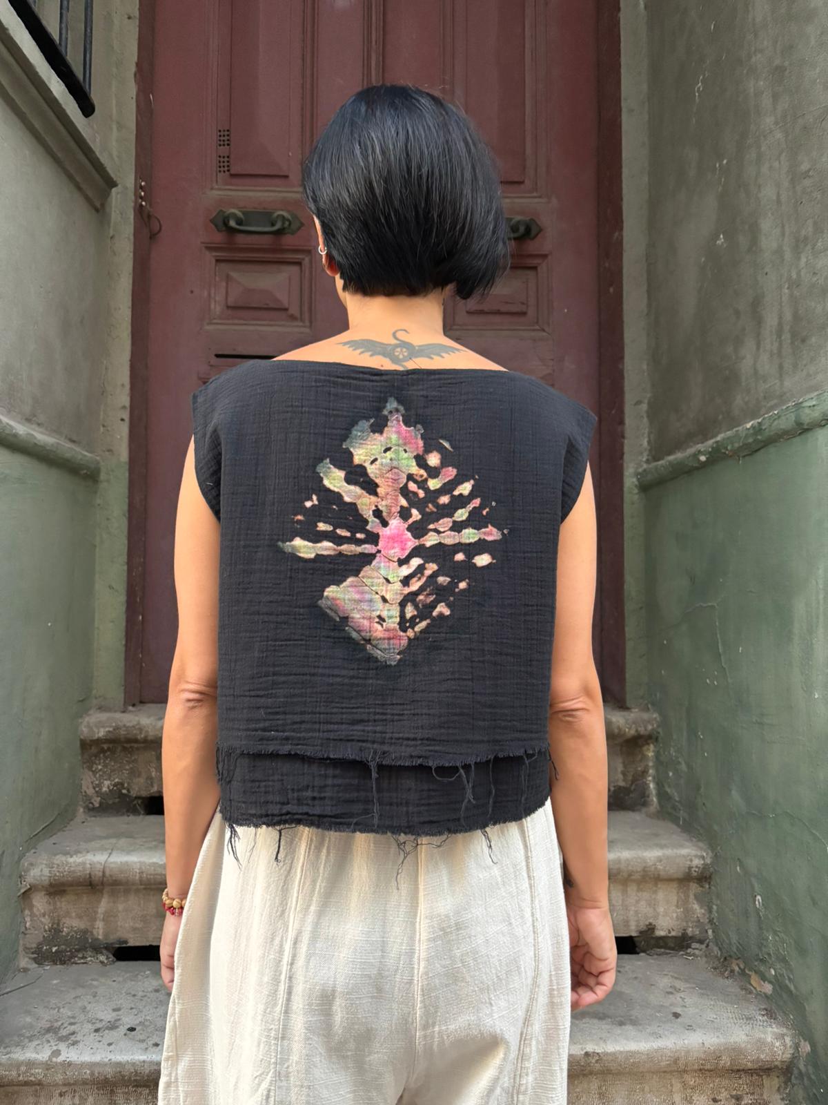 Bohem Batik Desenli Müslin Bluz – %100 Pamuk