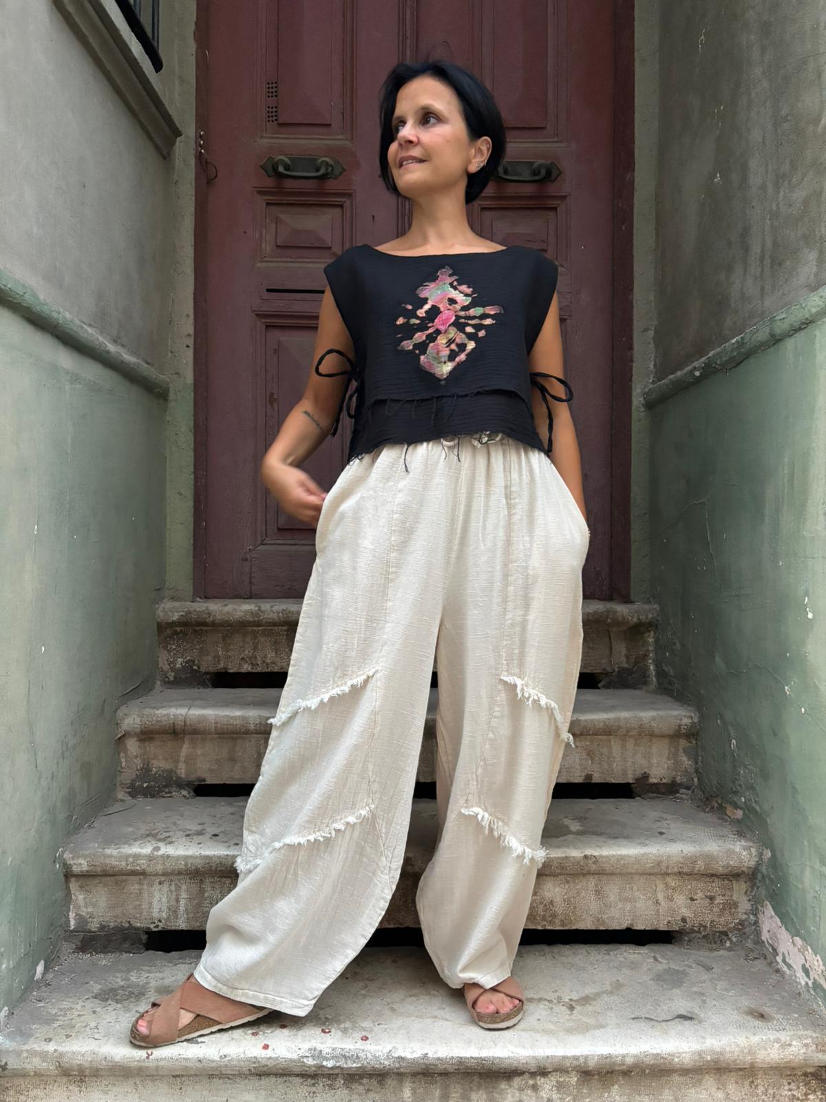 Bohem Batik Desenli Müslin Bluz – %100 Pamuk