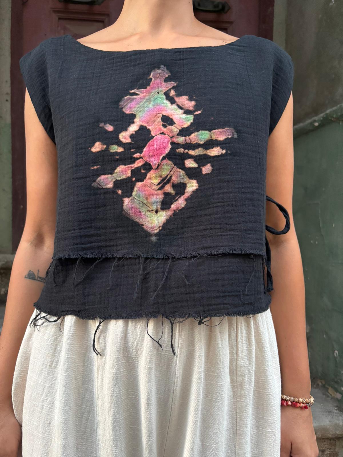 Bohem Batik Desenli Müslin Bluz – %100 Pamuk