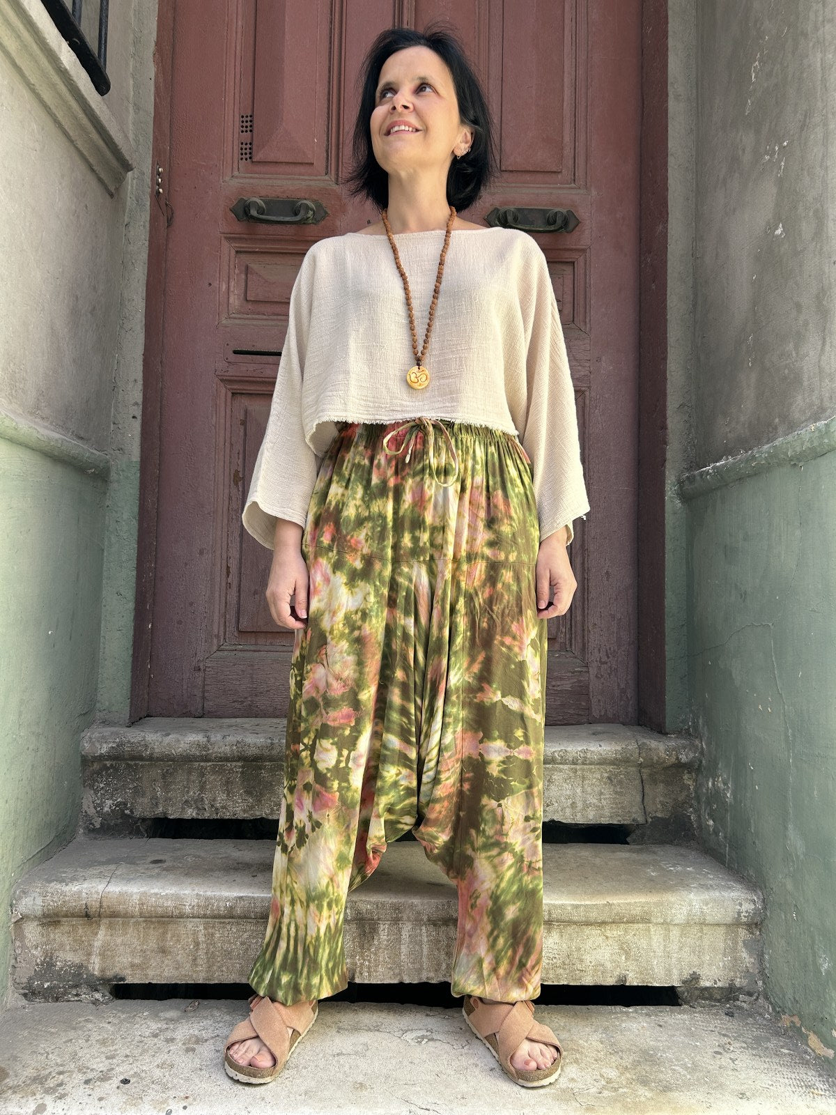 Yeşil Renkli Batik Kadın Pantolon