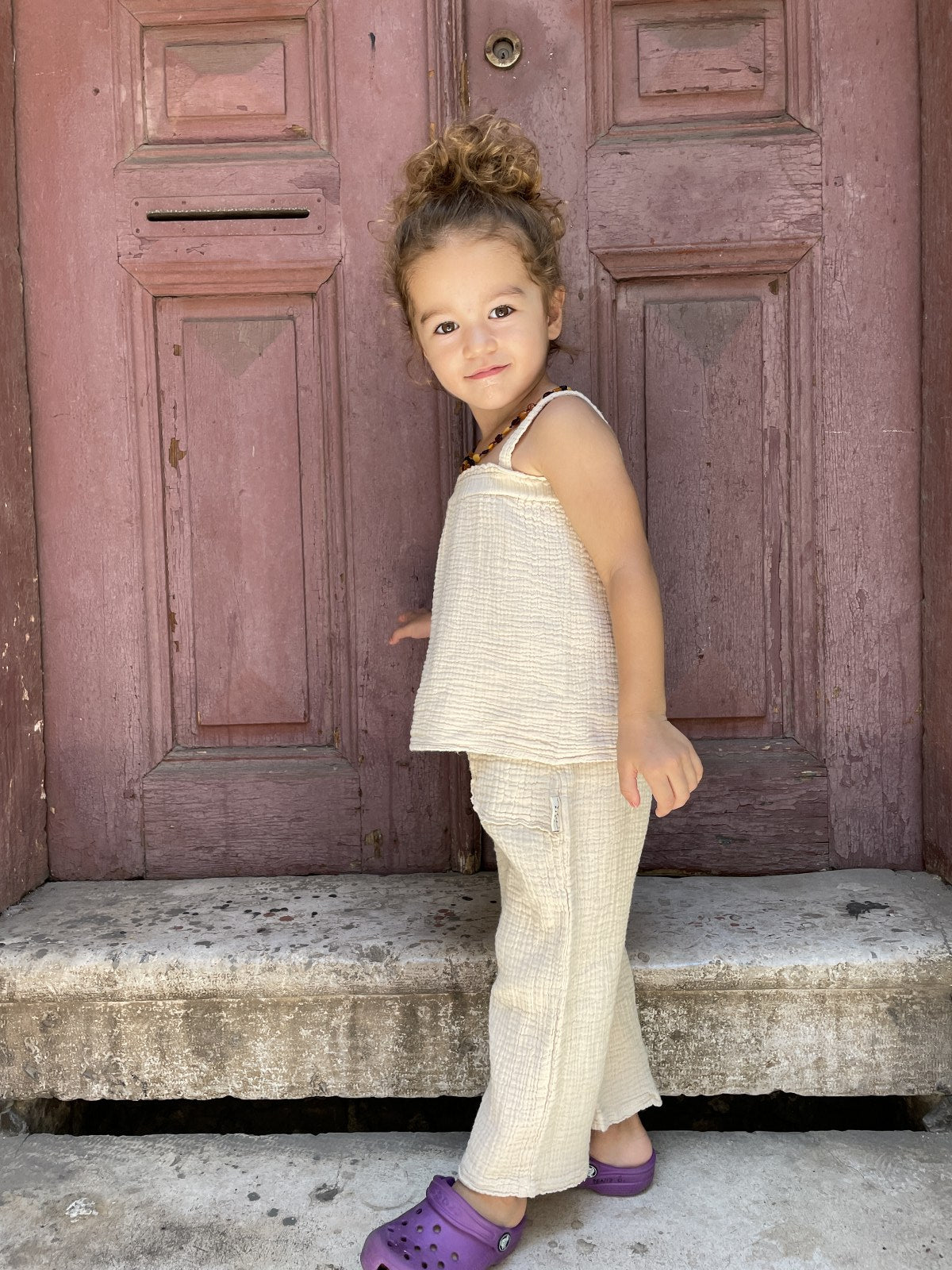 Bohem Müslin Bej Çocuk Pantolon