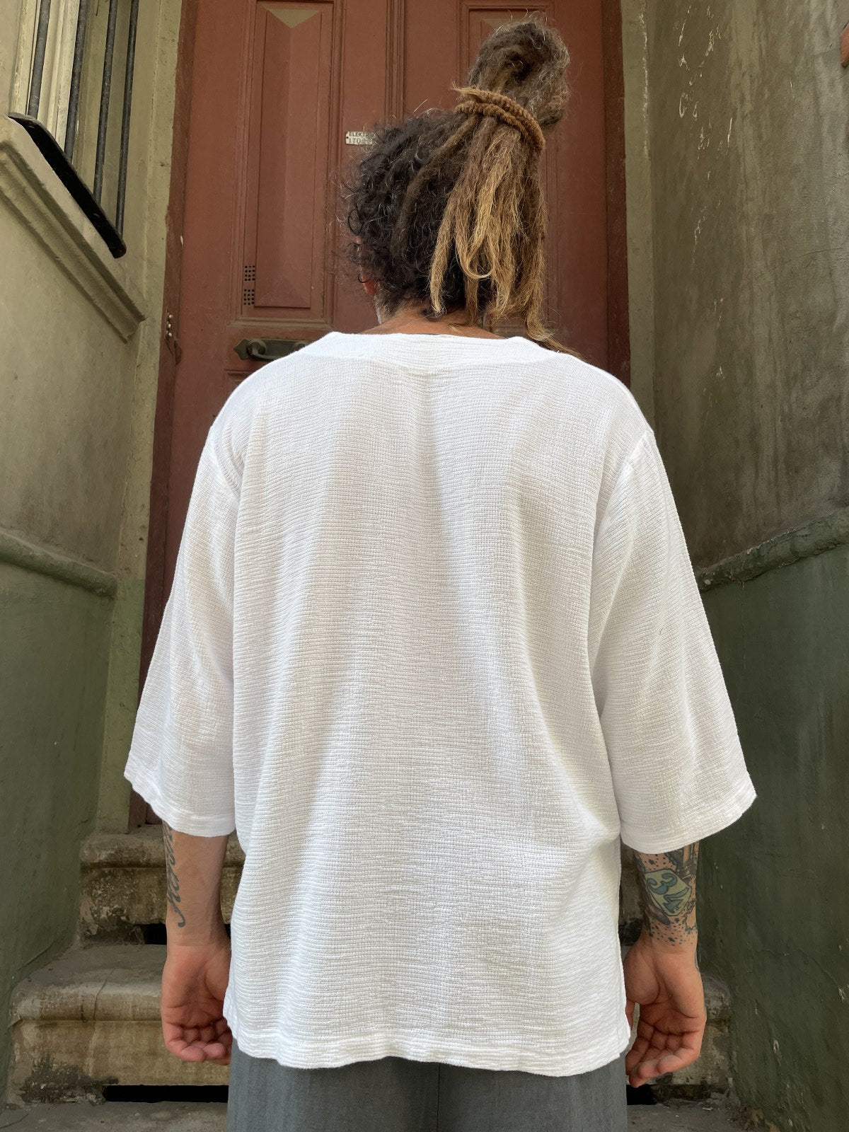 Bohem V Yaka Oversize Erkek Tişört Bluz