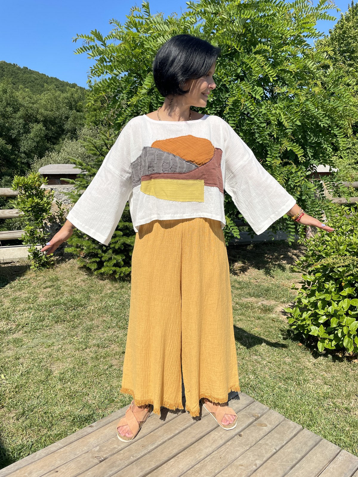 El Yapımı Tasarım Sürdürülebilir Boho Bluz