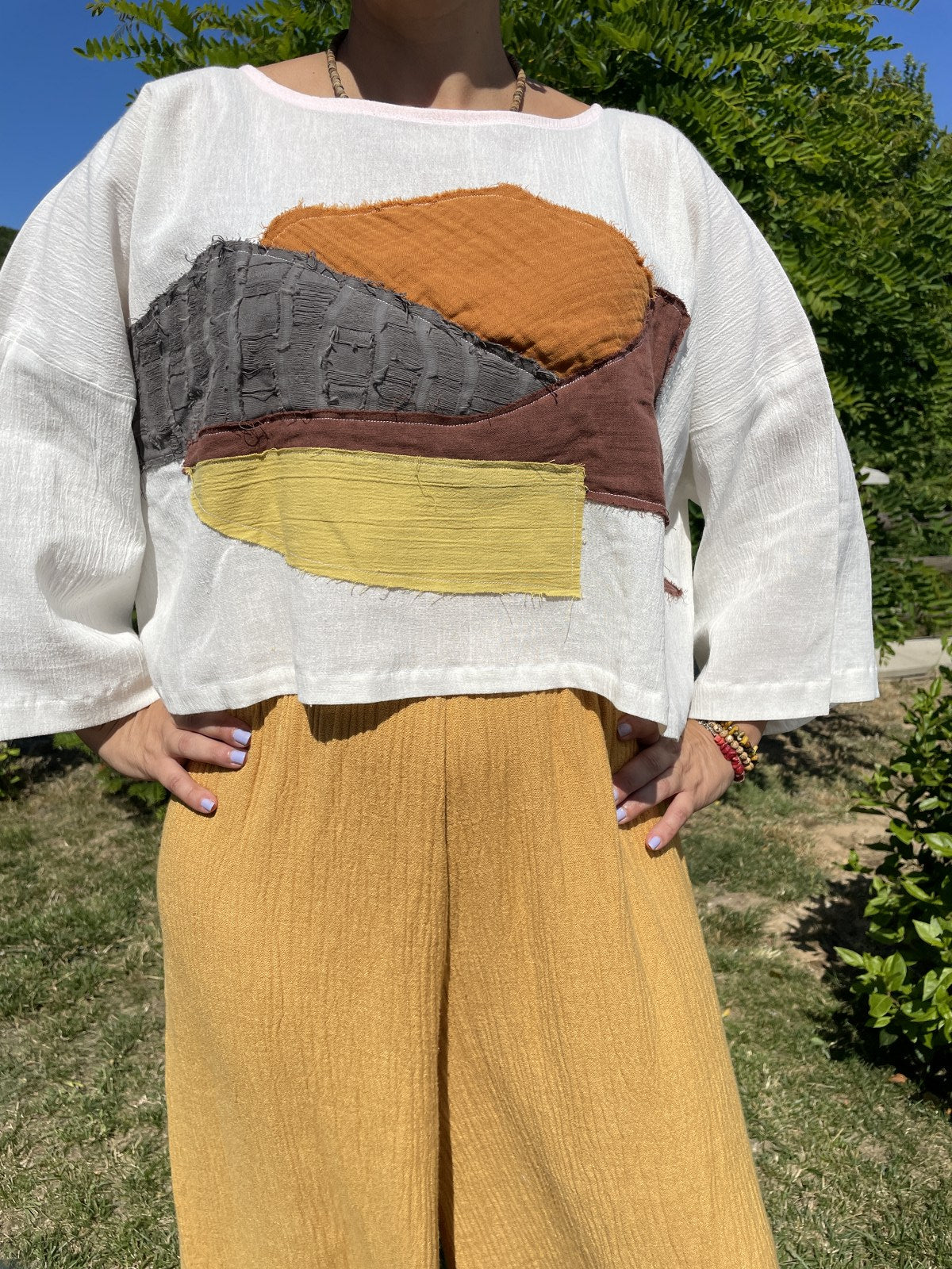 El Yapımı Tasarım Sürdürülebilir Boho Bluz