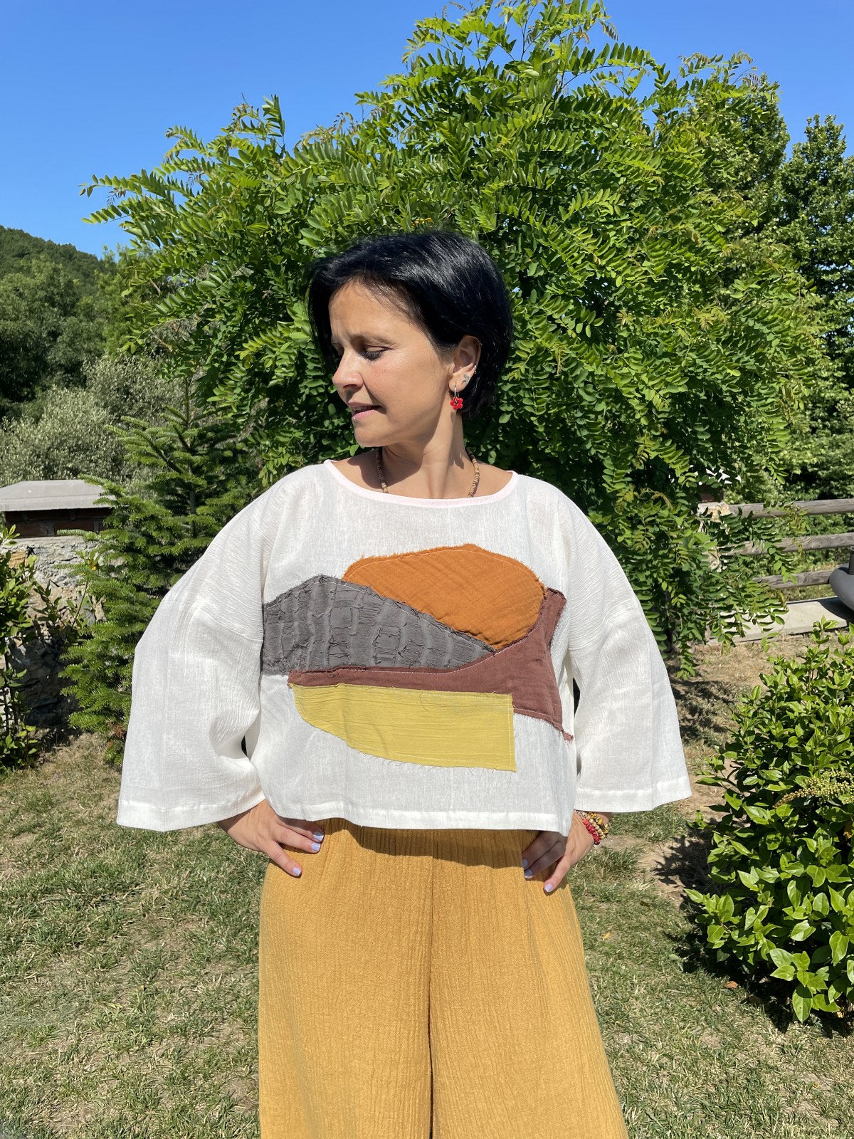El Yapımı Tasarım Sürdürülebilir Boho Bluz