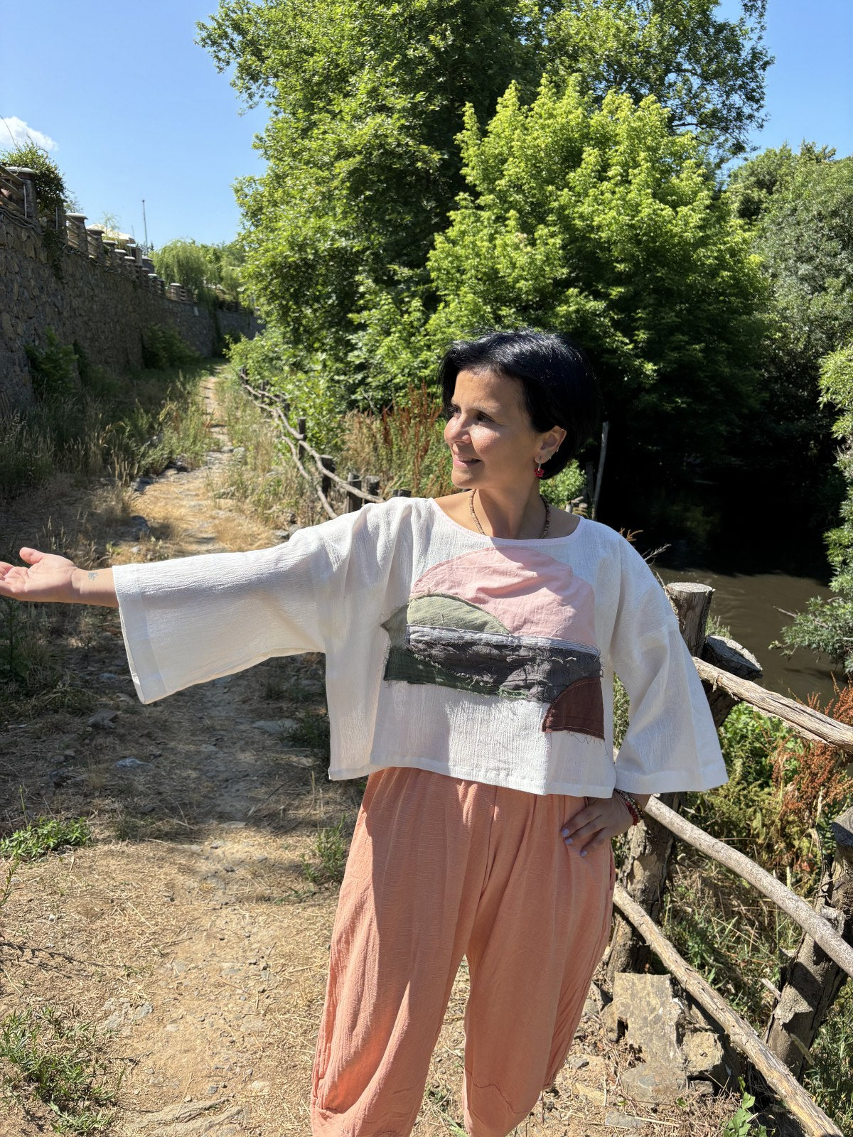 El Yapımı Tasarım Sürdürülebilir Boho Bluz