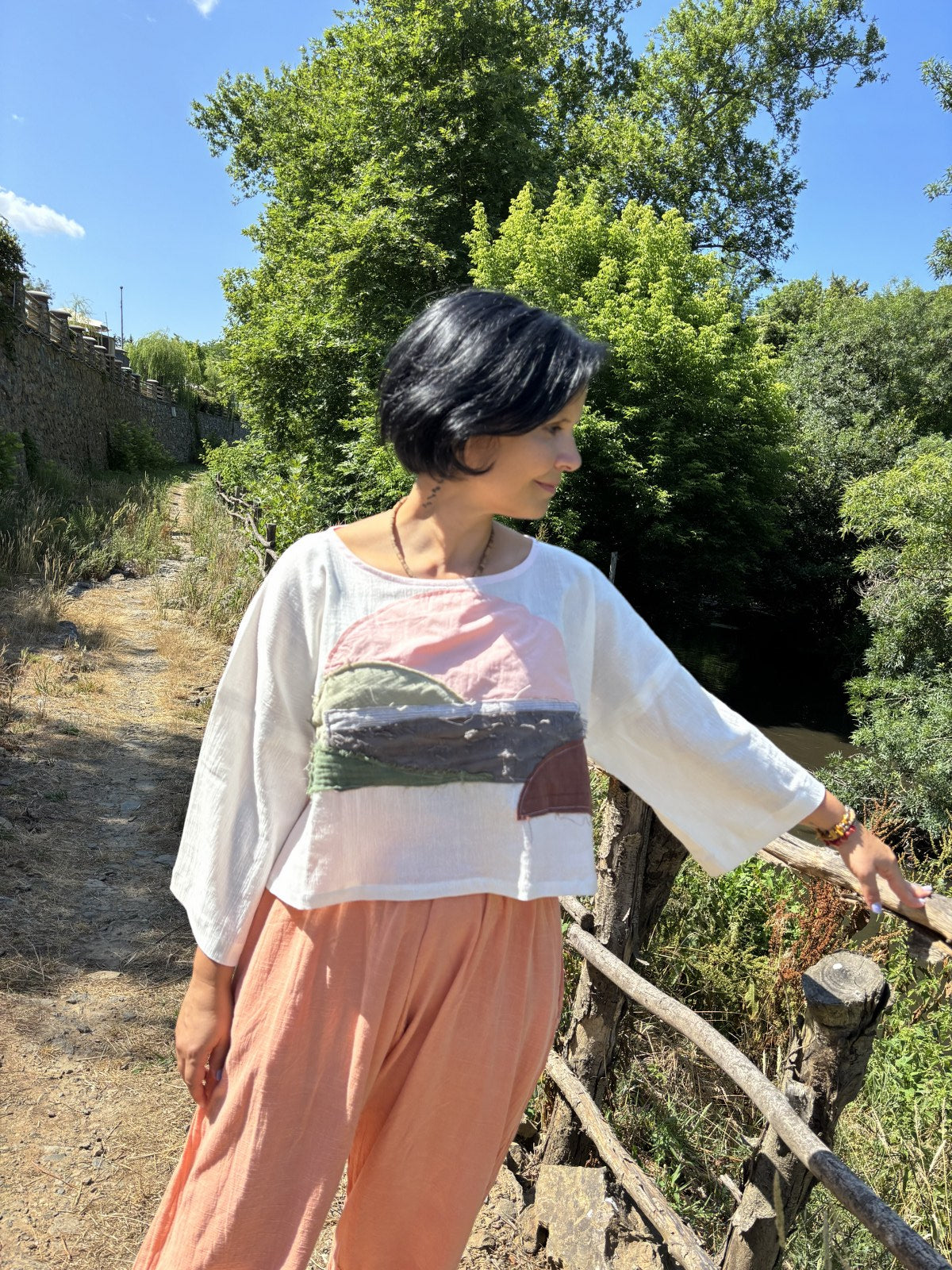 El Yapımı Tasarım Sürdürülebilir Boho Bluz