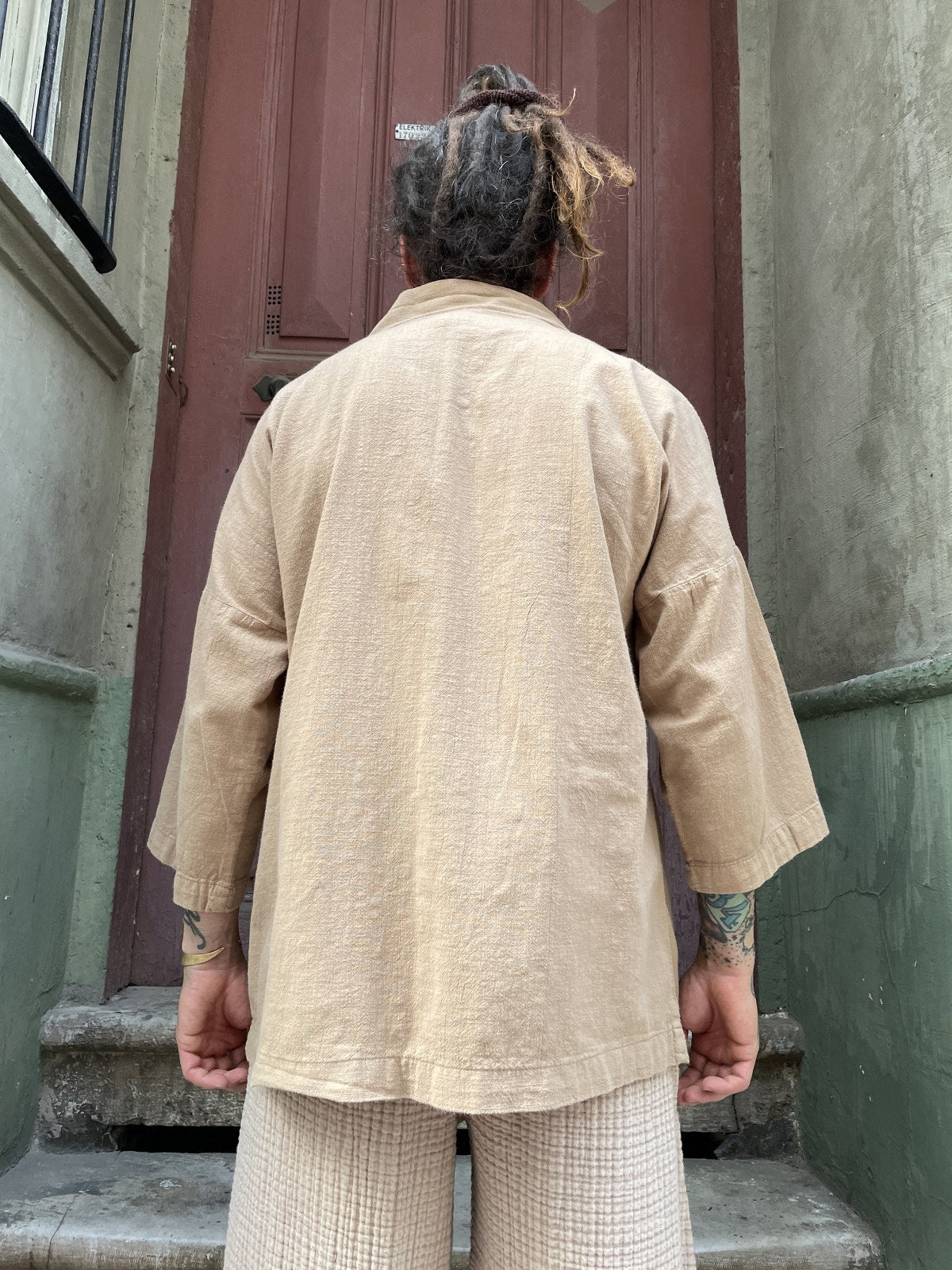 Bohem Dokuma Erkek Kahve Kimono