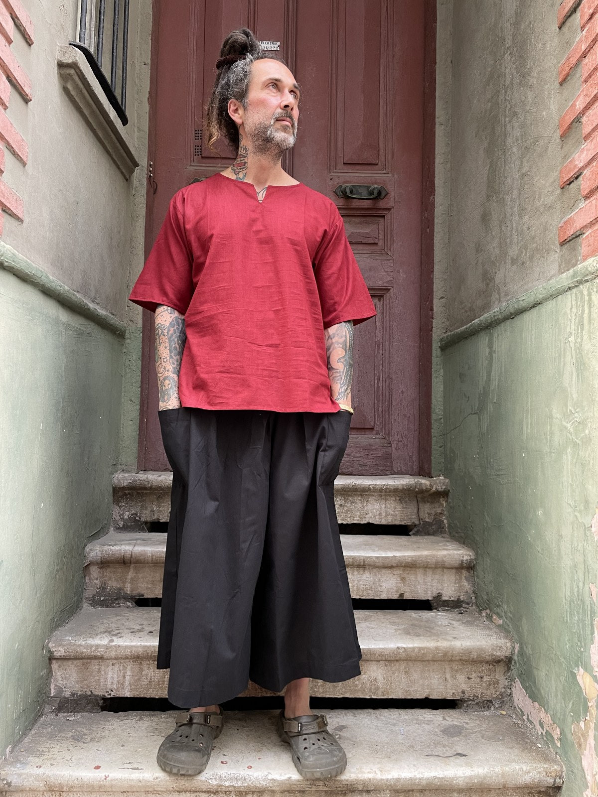 Bohem Tarz Kısa Kollu Erkek Gömlek