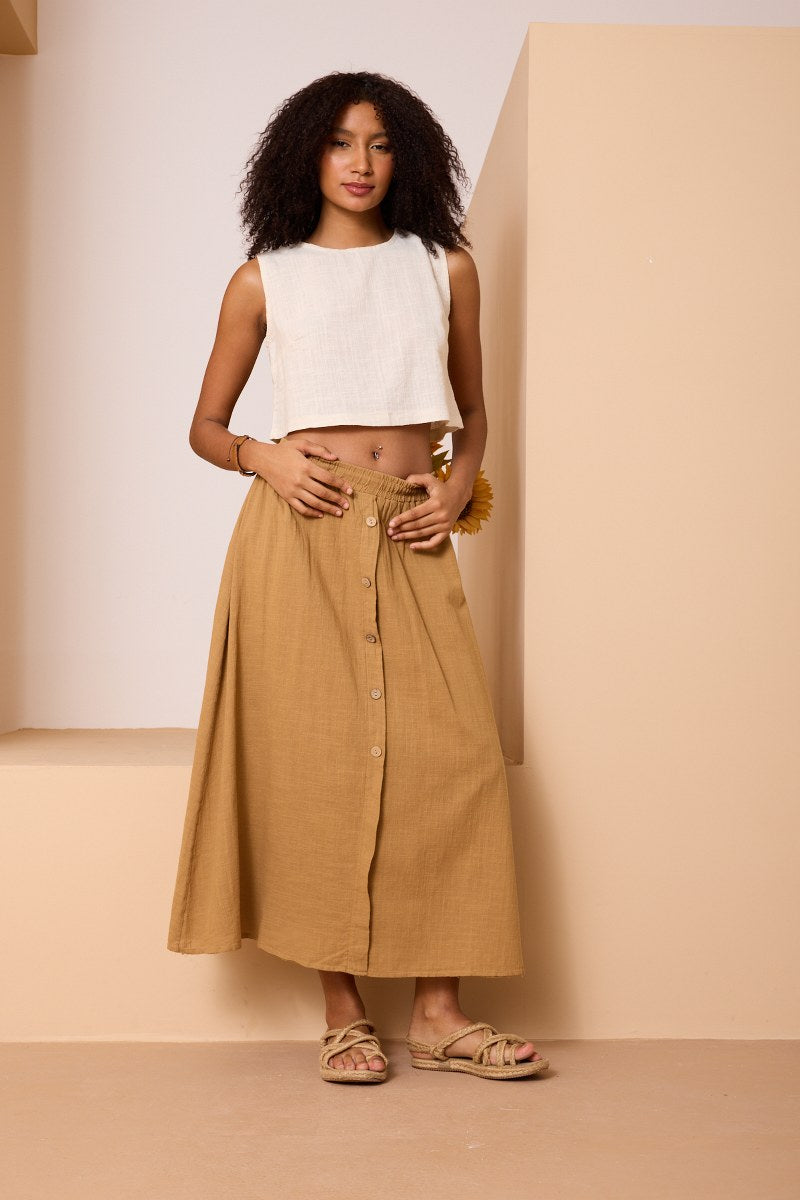 Bohem Yazlık Kolsuz Crop Pamuklu Bluz