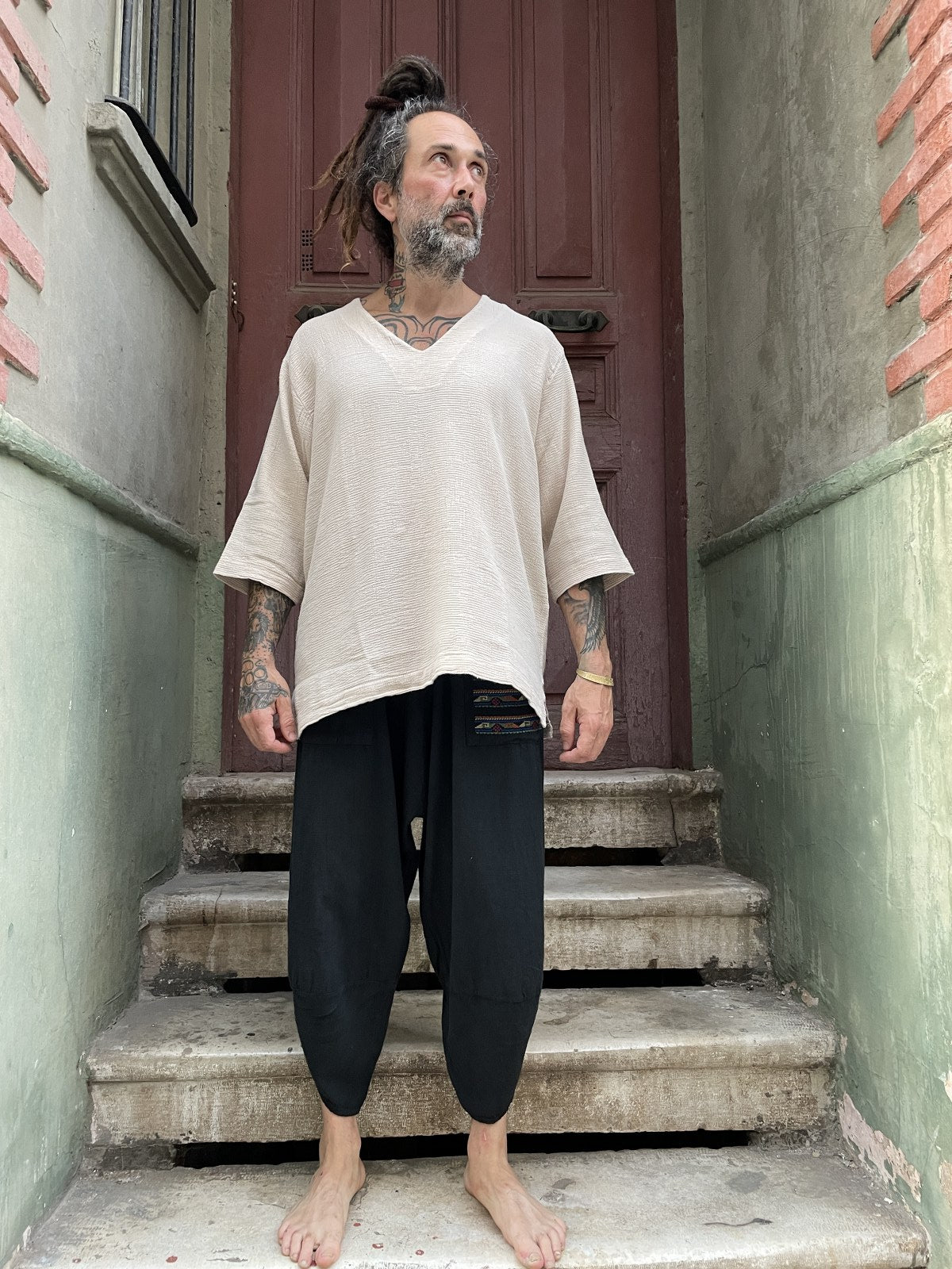 Bohem Cep Detaylı Salaş Yoga Pantolon Şalvar