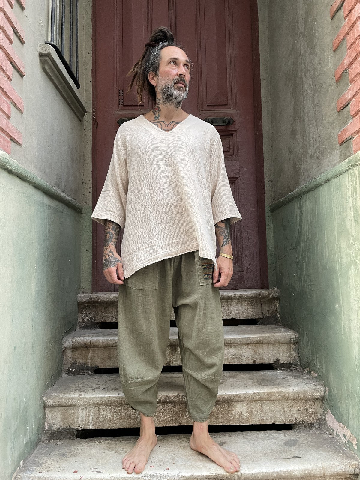 Bohem Cep Detaylı Salaş Yoga Pantolon Şalvar