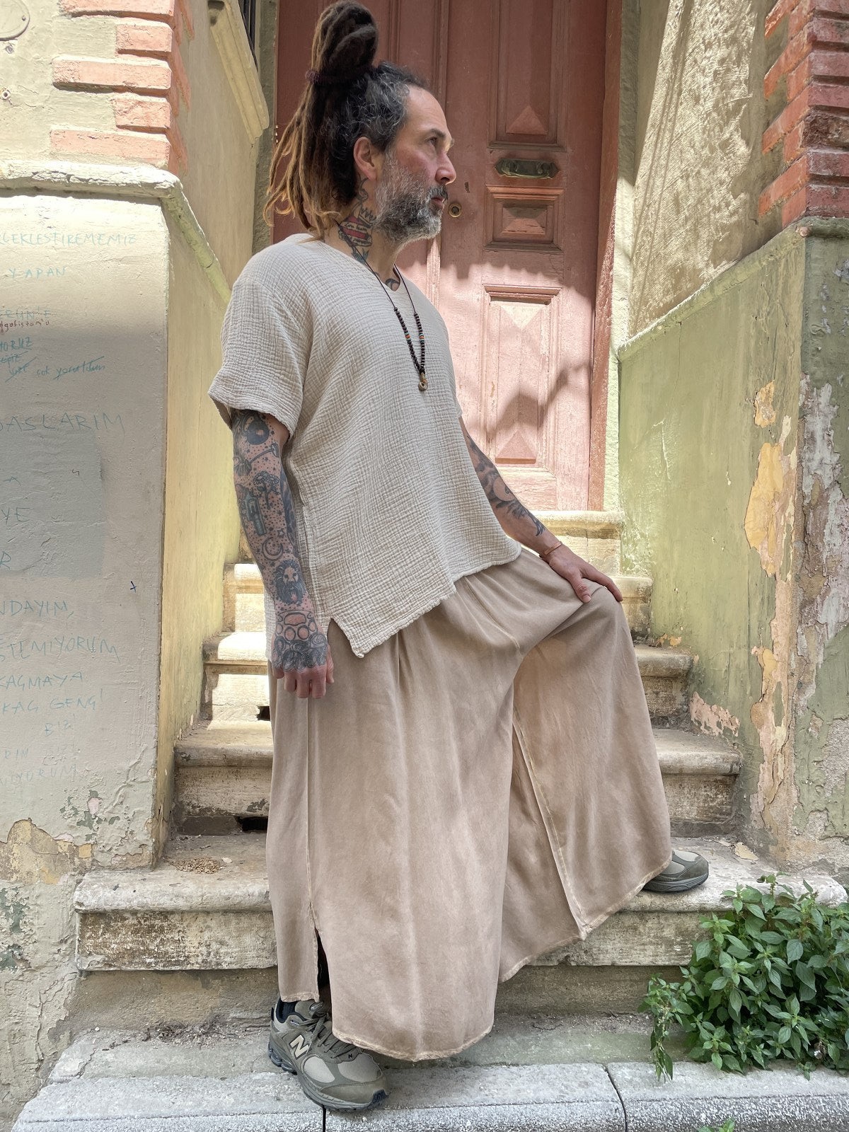 Bohem Erkek Bol Paça Pantolon – Lastikli Bel, Yazlık Rahat Stil