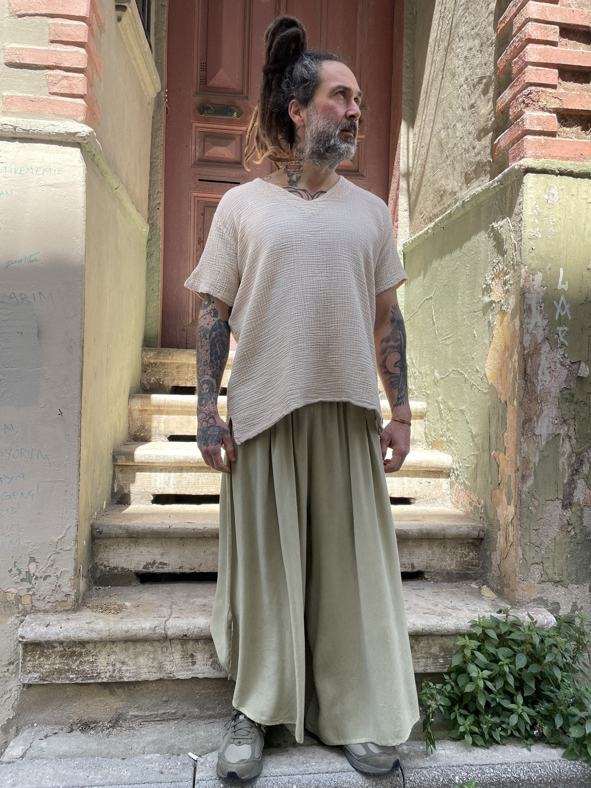 Bohem Erkek Bol Paça Pantolon – Lastikli Bel, Yazlık Rahat Stil