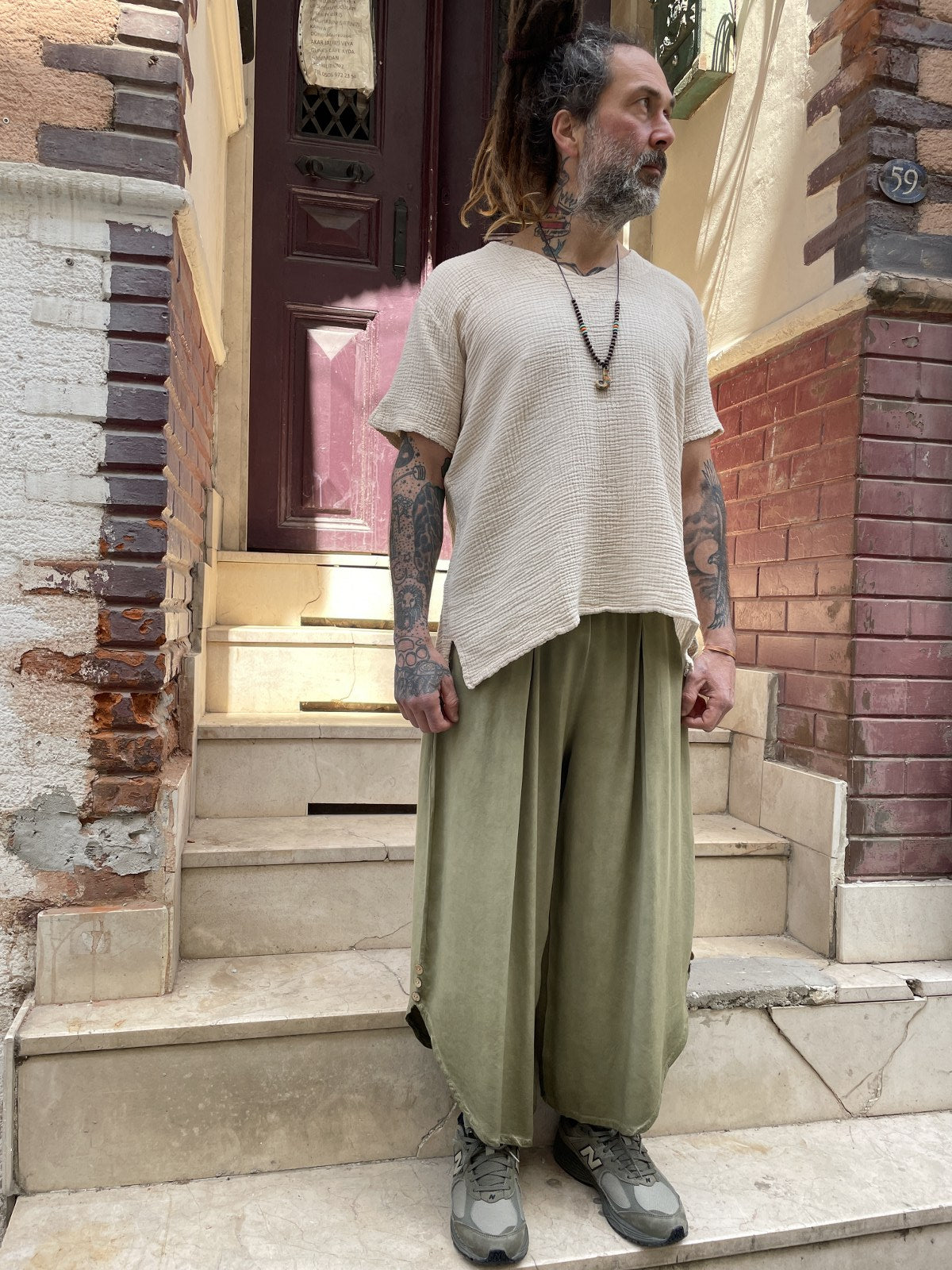 Bohem Erkek Bol Paça Kapri Pantolon