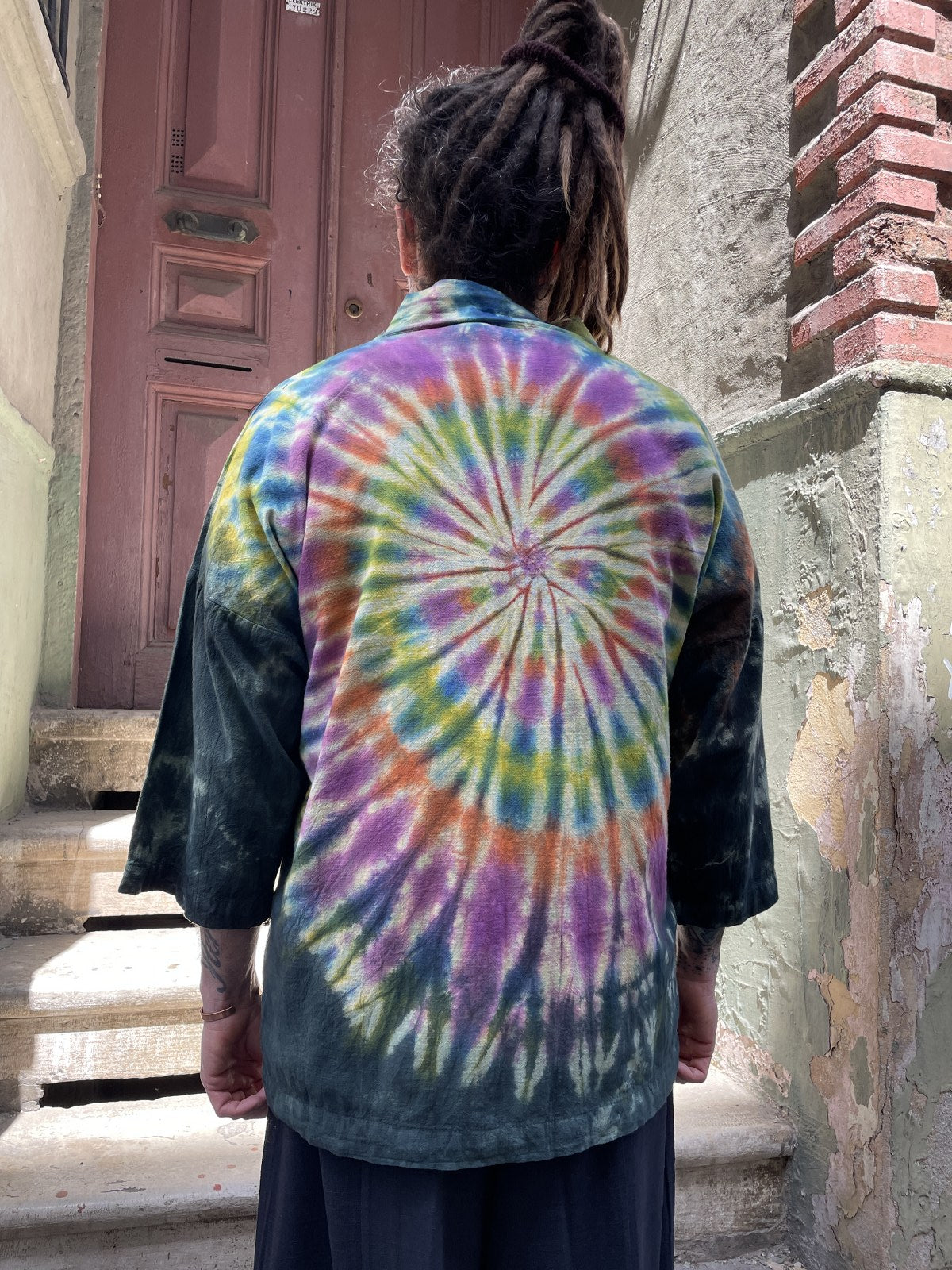 Bohem Renkli Batik Tasarım Erkek Kimono Ceket