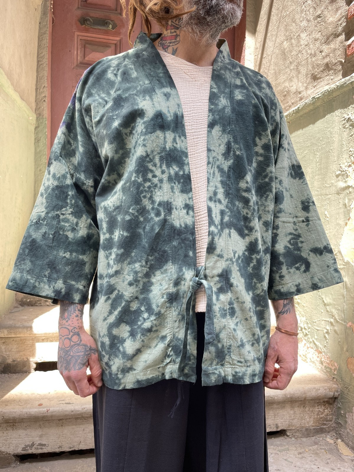 Bohem Renkli Tasarım Batik Erkek Kimono Ceket