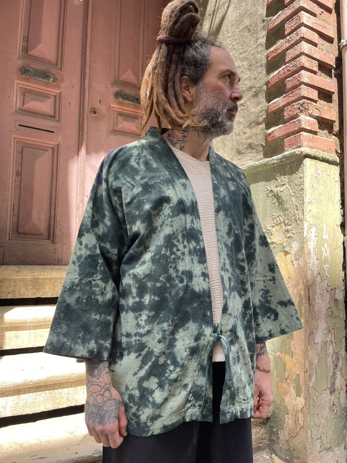Bohem Renkli Tasarım Batik Erkek Kimono Ceket