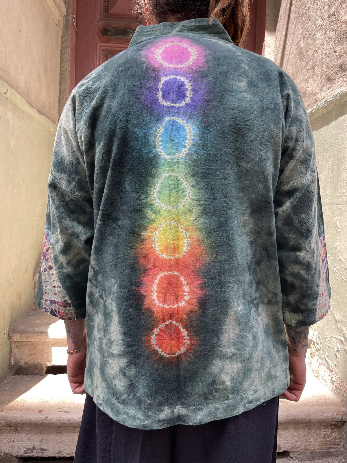 Bohem Erkek Chakra Batik Tasarım Kimono Ceket